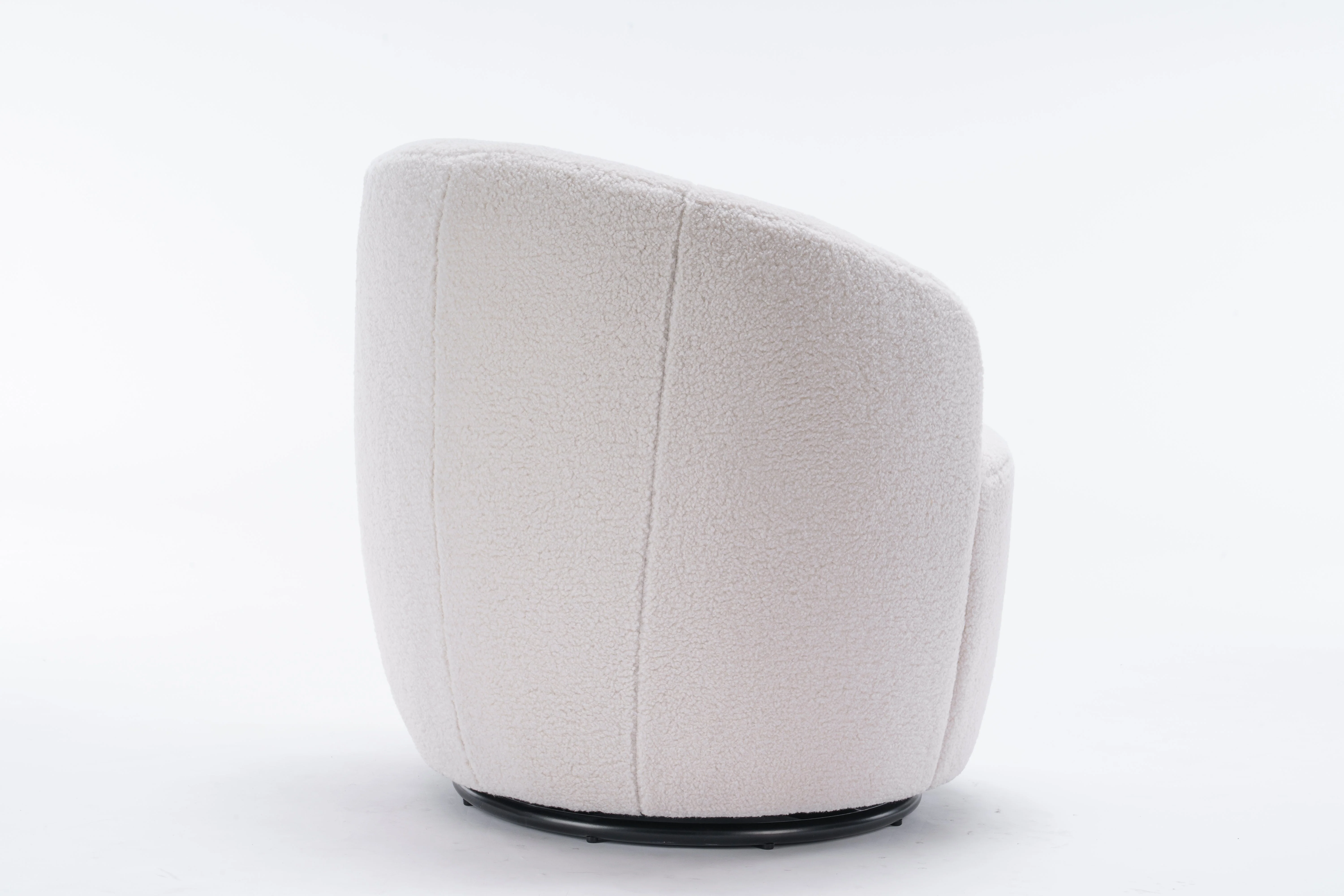 Teddy Fabric Swivel Accent Armchair Barrel Chair with Black Powder Coating Metal Ring, Ivory White - Image 5