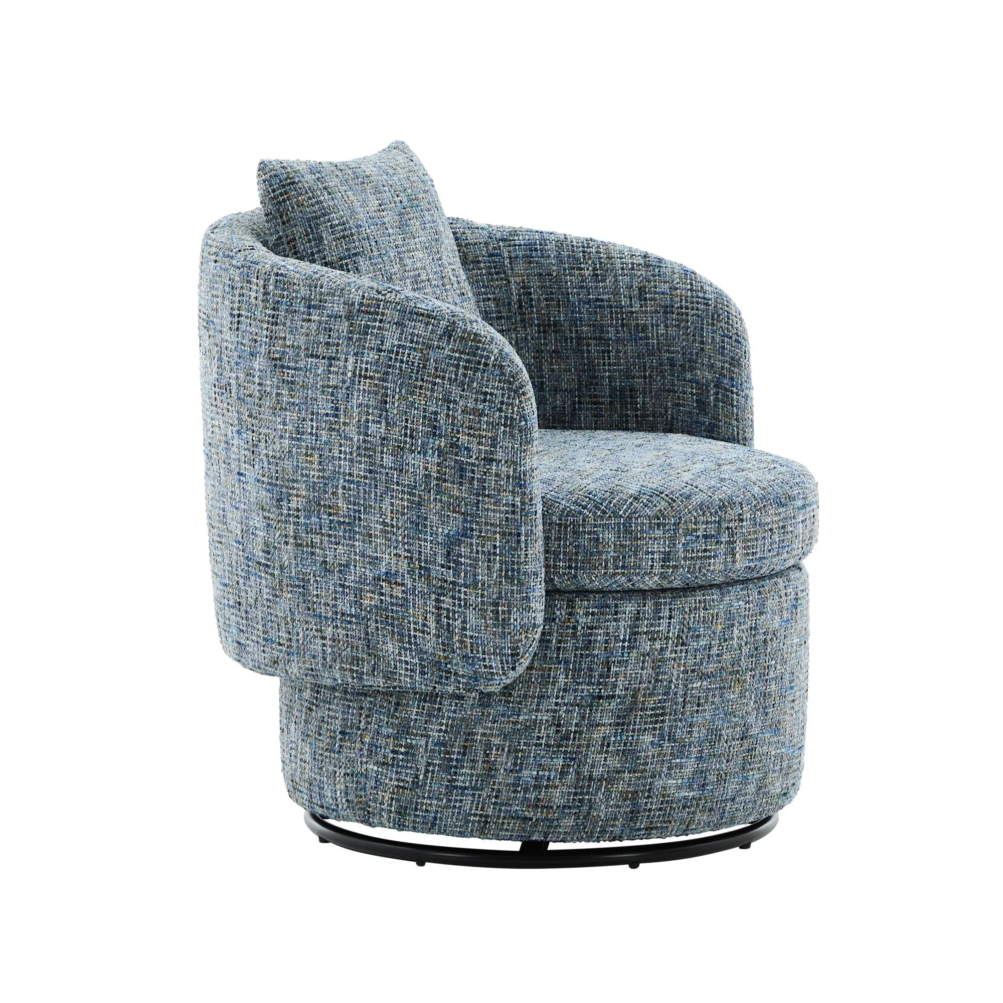 028 Swivel Accent Chair 360° Rotation Hidden Storage - Blue - Image 8