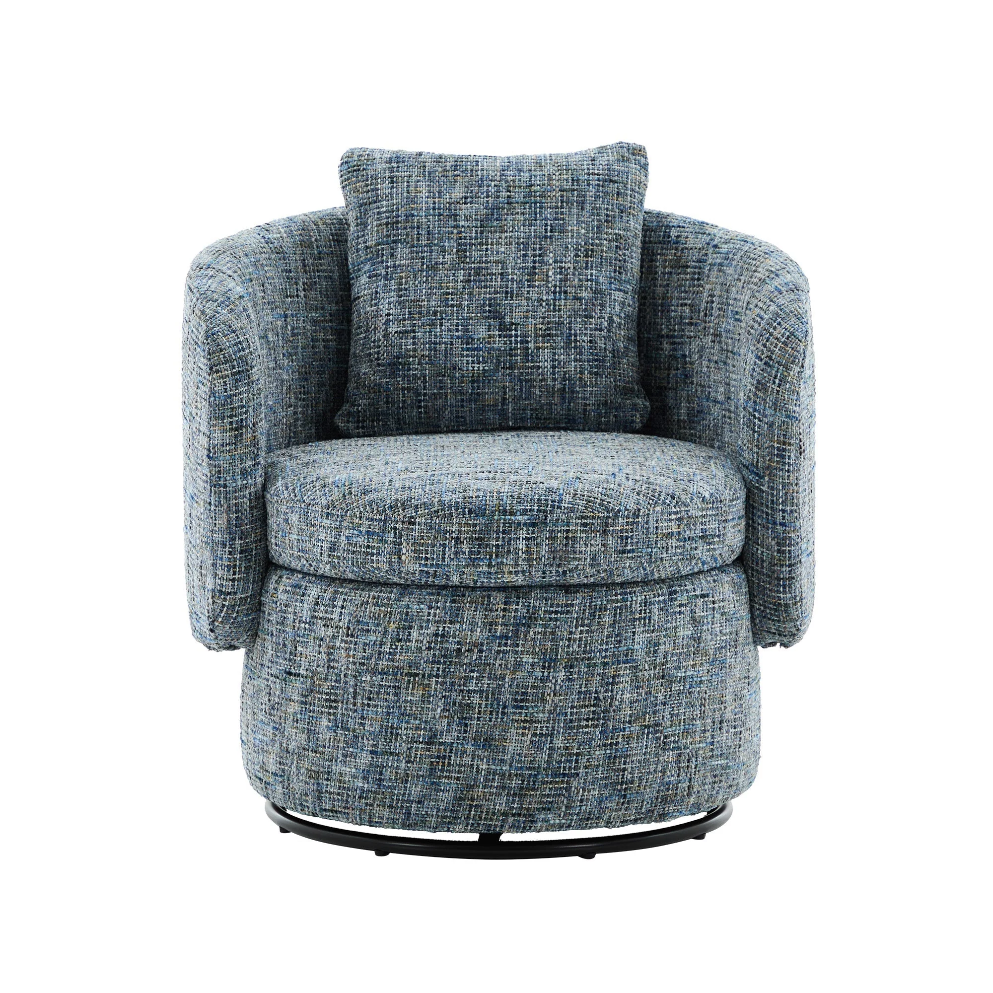 028 Swivel Accent Chair 360° Rotation Hidden Storage - Blue - Image 9