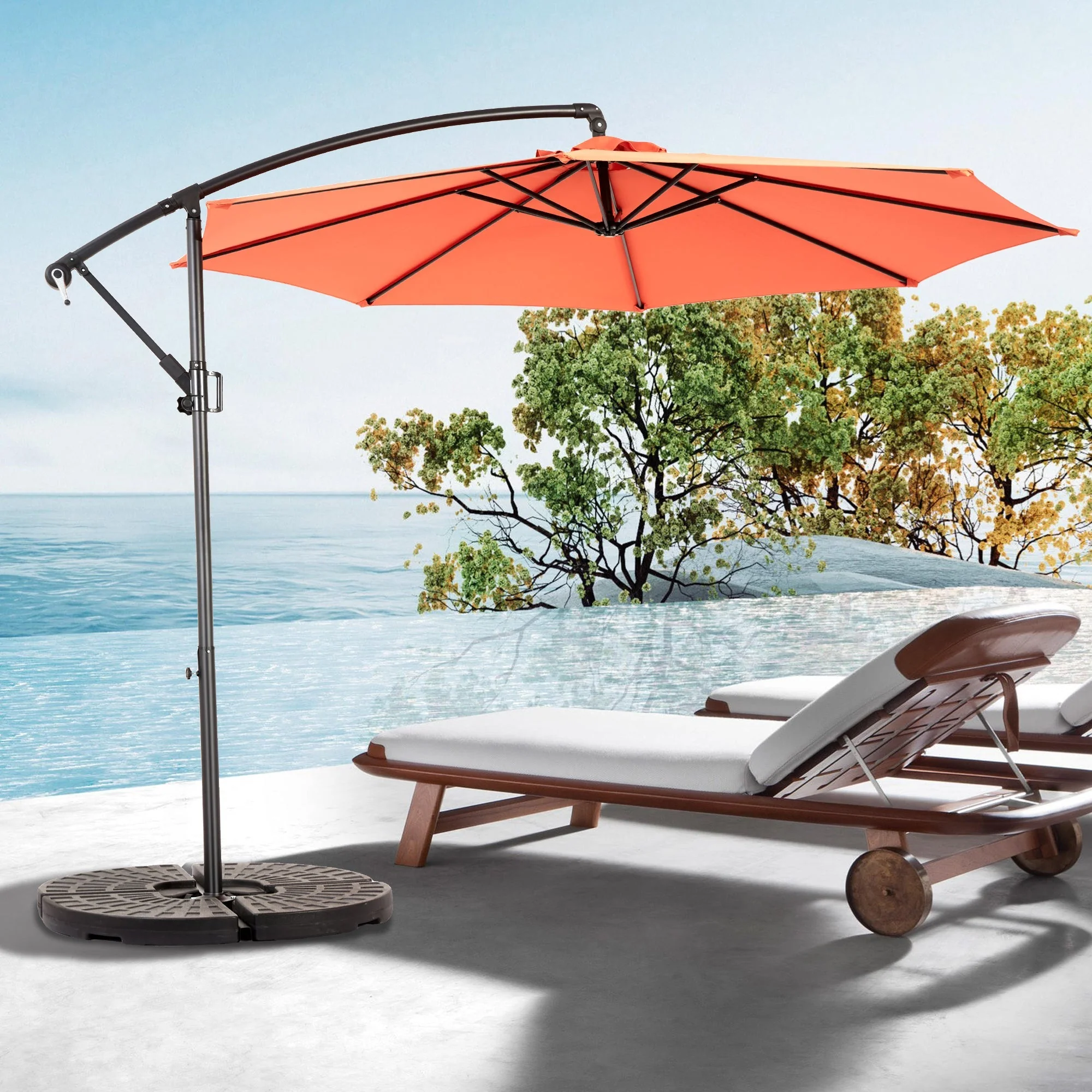 14.8 Ft Double Sided Outdoor Umbrella, Rectangular Large with Crank, Orange - Image 10