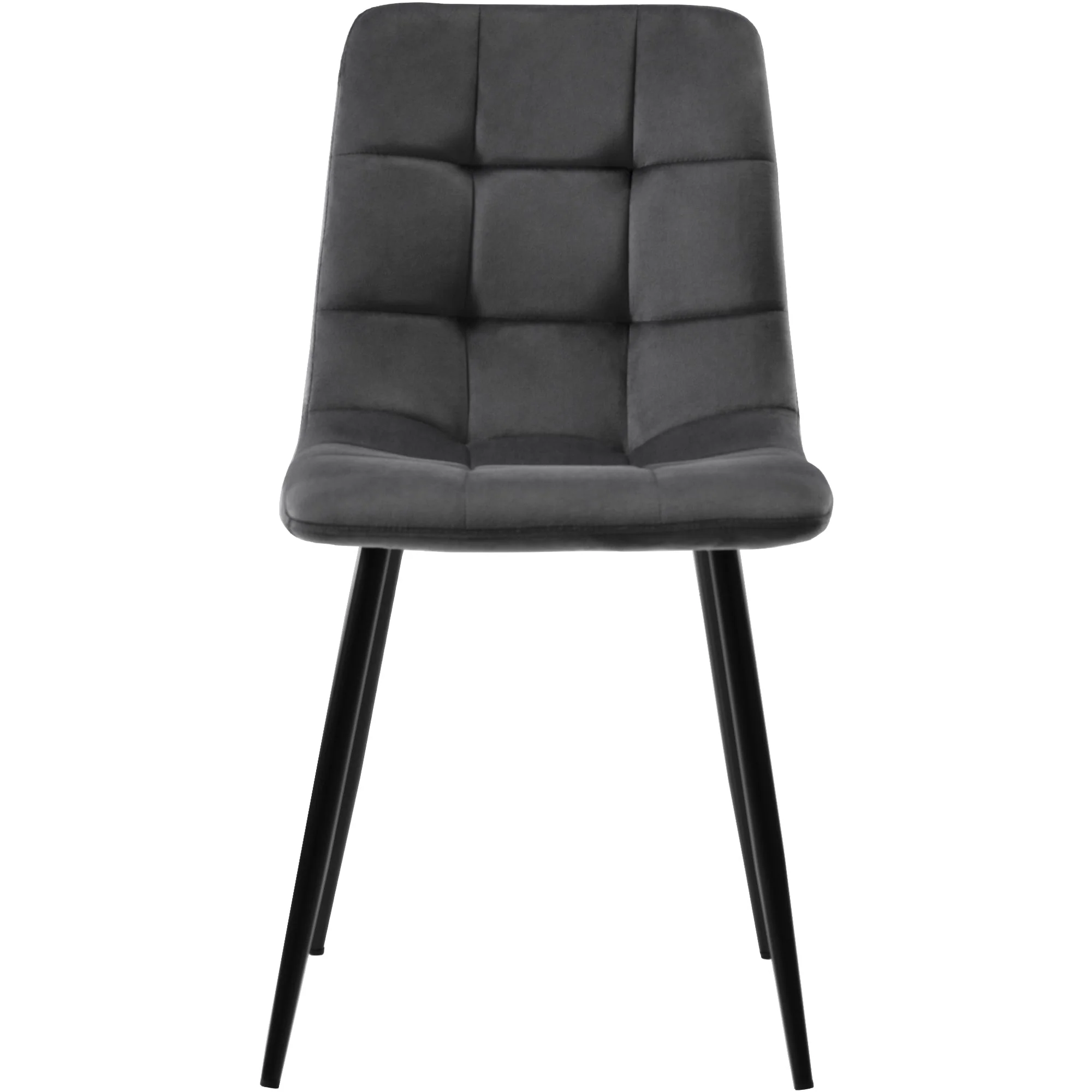 140x80cm Dining Table Set 4 Chairs, Modern Kitchen Dark Grey Velvet, Black Iron - Image 10