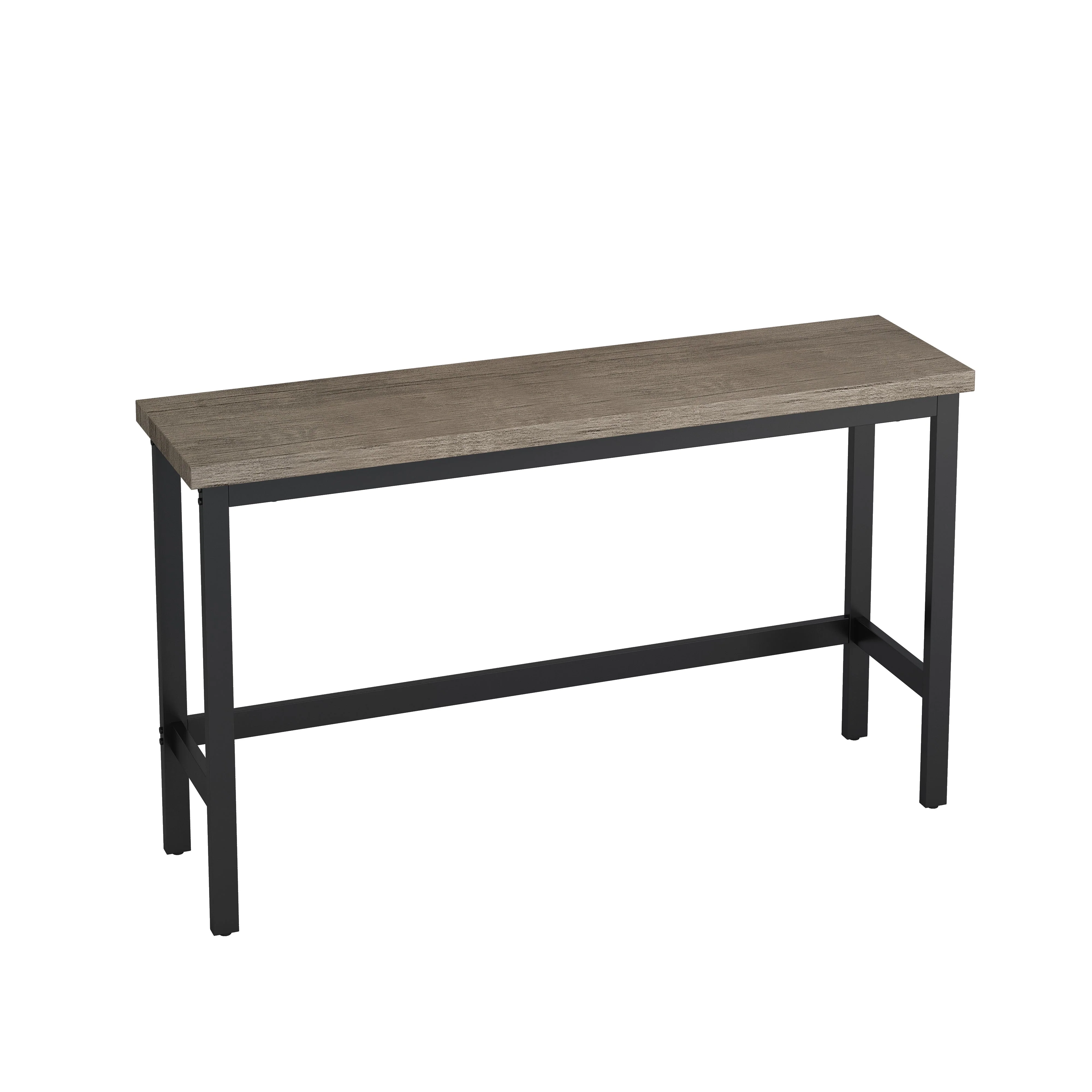 148CM Dining Table Set with 3 Stools, Modern Design, Brown Gray - Image 8