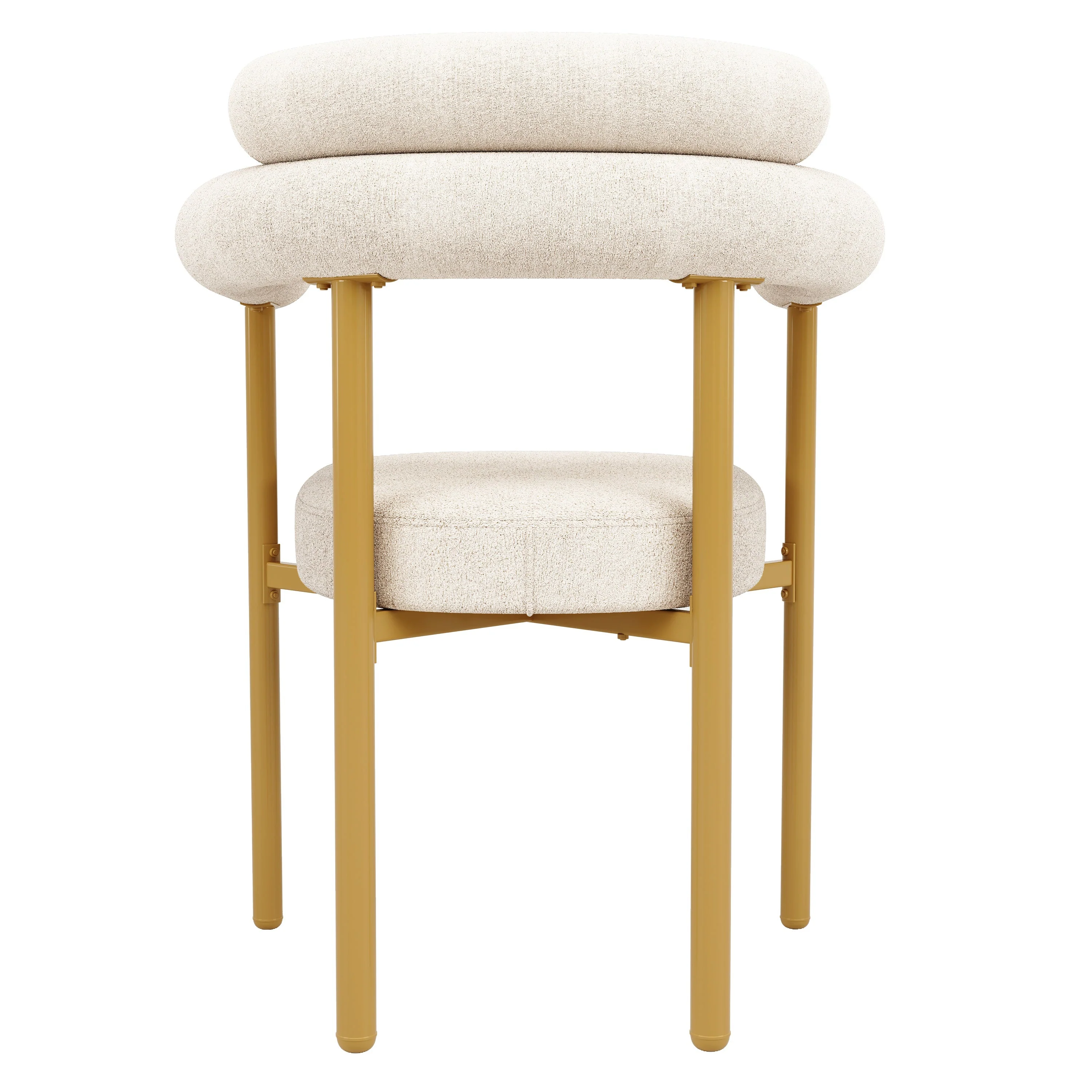 2 Dining Chairs Modern Ring Seats Gold Legs - Beige Suede - Image 9