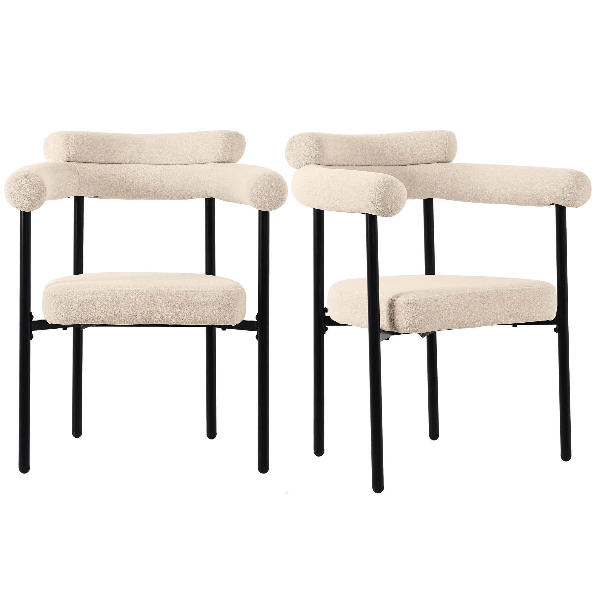 2 Dining Chairs Modern Simple Comfortable Ring Seats Cream Suede - Image 4