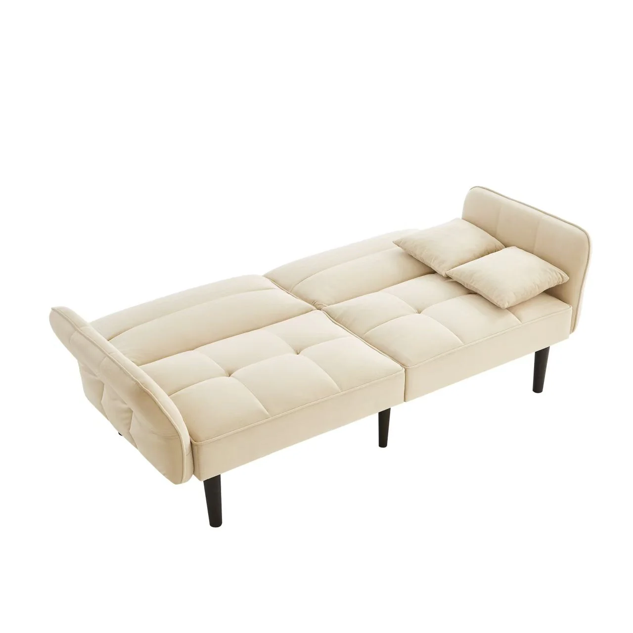 2-in-1 Adjustable Sofa Bed, Two-seater with Folding Armrests and Sleeping Function, Velvet - Image 4