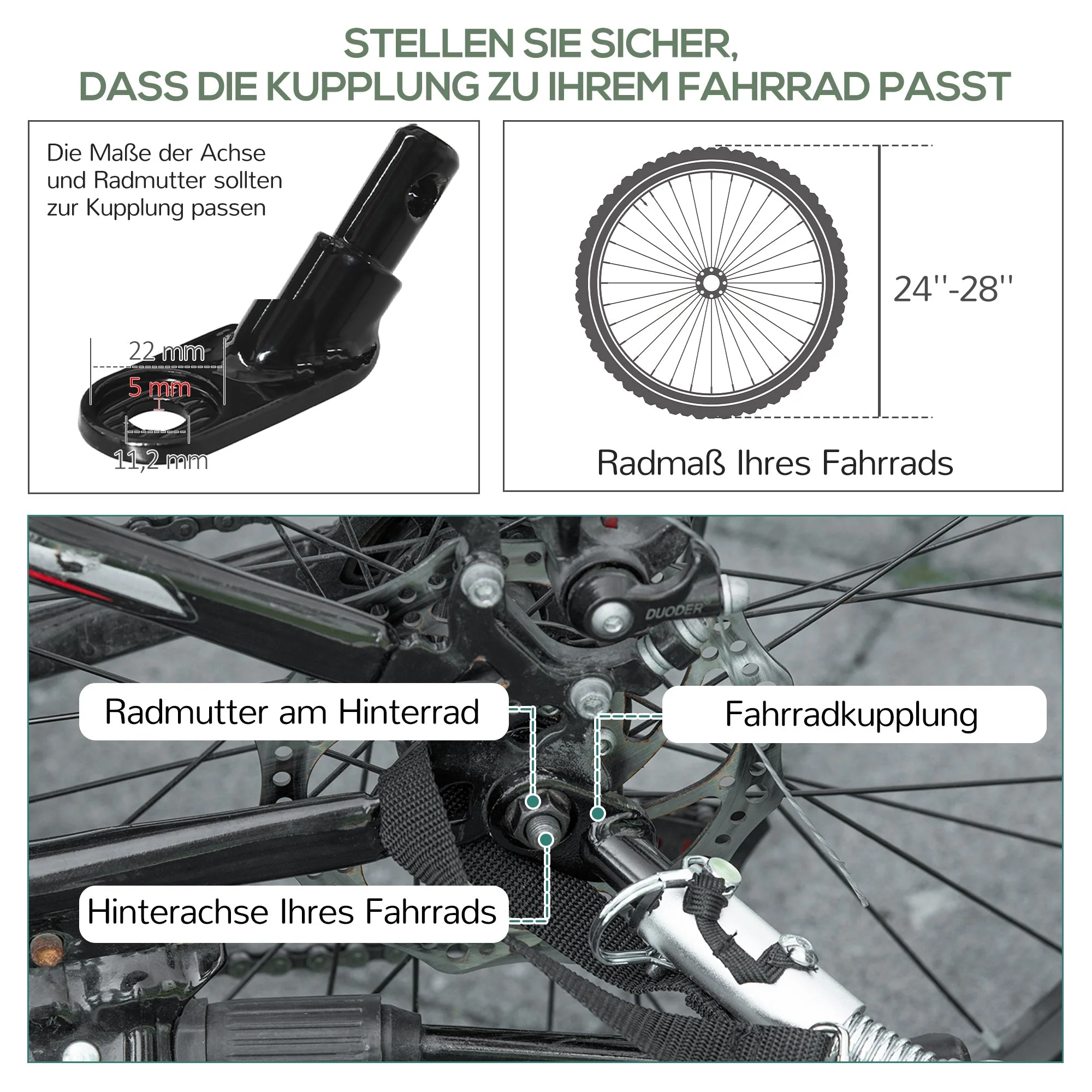 2-in-1 bicycle trailer cargo transport, 20 inch pneumatic tires, 40 kg load, 130 x 64 x 103 cm - Image 8