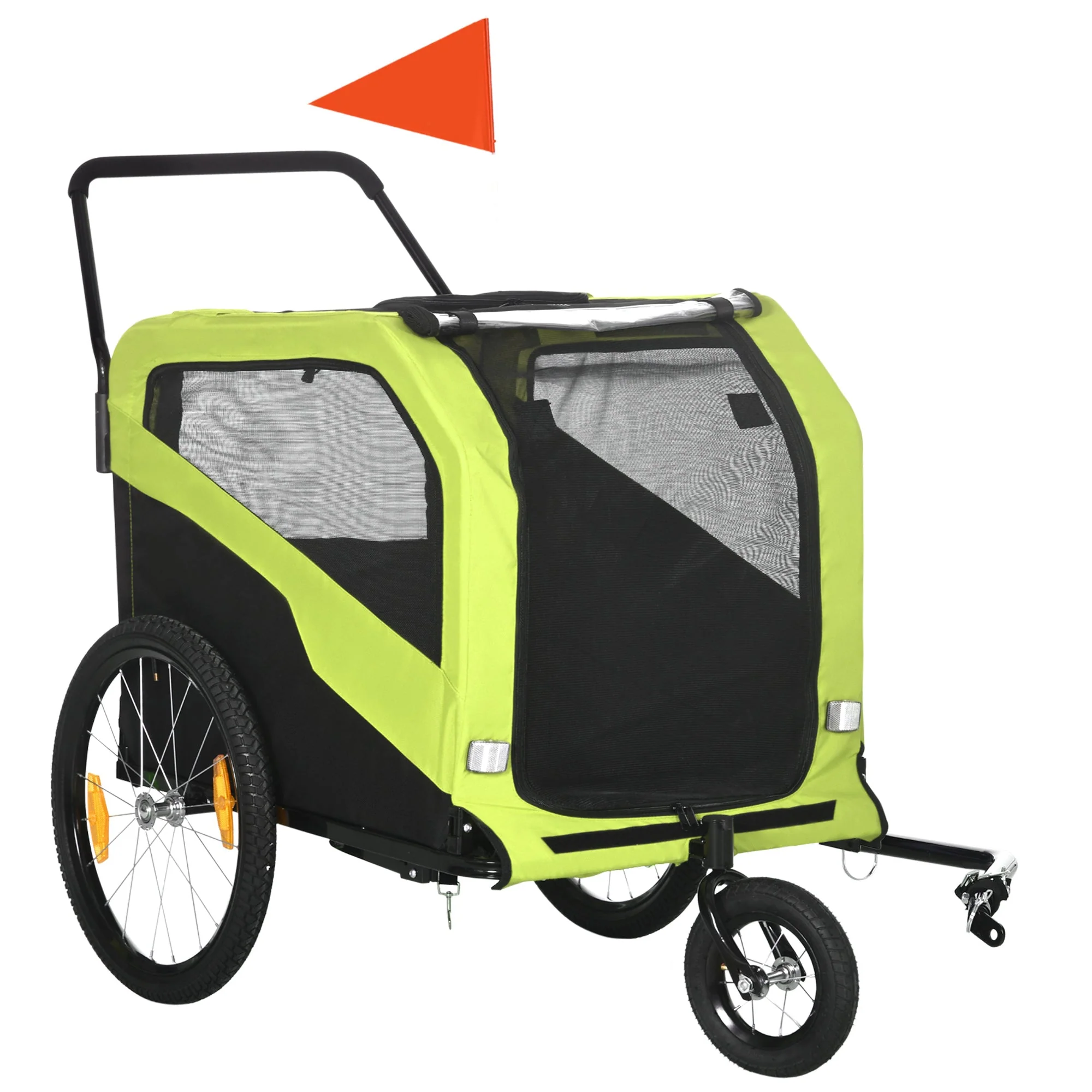 2-in-1 Dog Trailer/Stroller Bicycle Carrier Max 30kg, Oxford Fabric, Green - Image 2