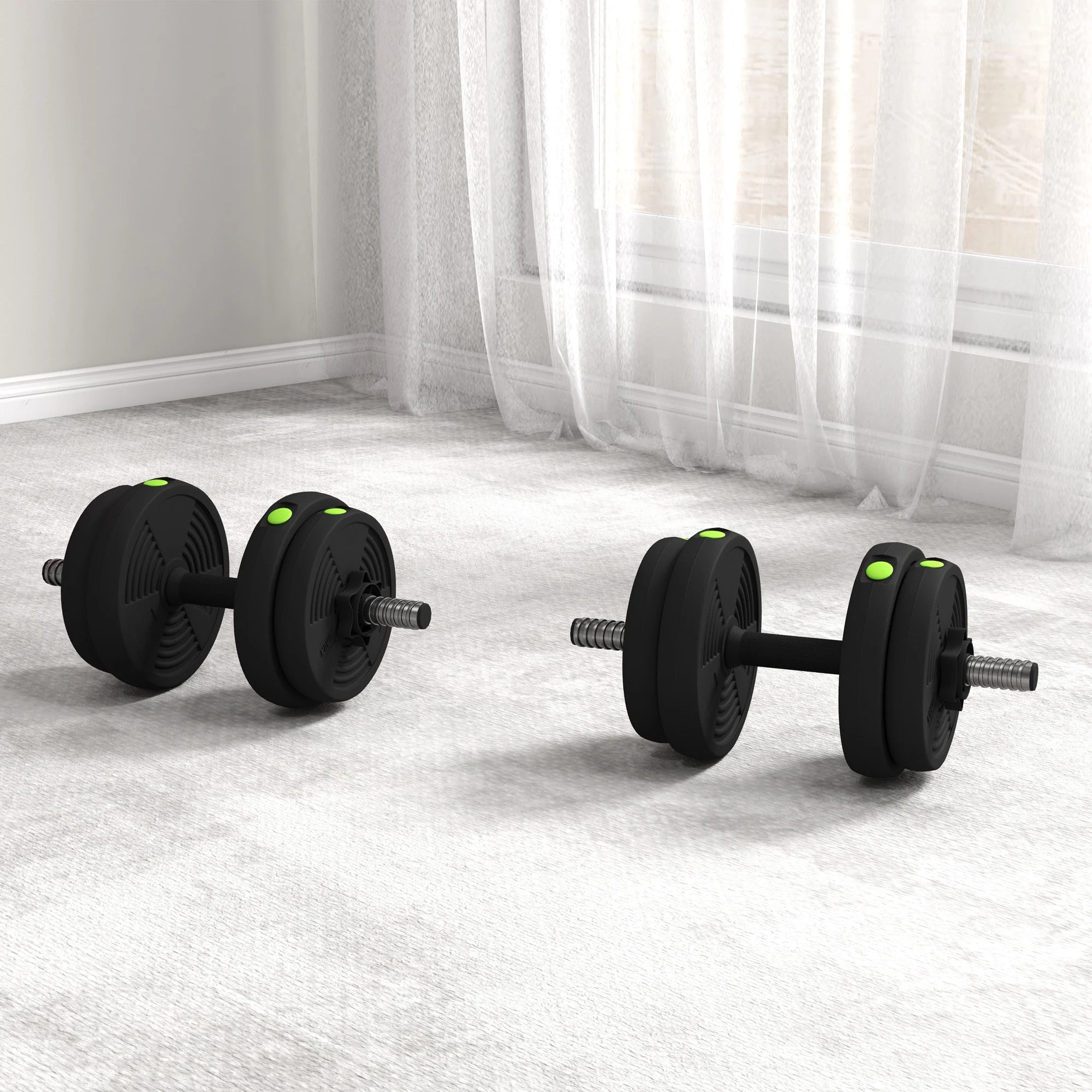 2-in-1 Dumbbell Set, 15 kg Adjustable with 8 Weight Plates, Plastic - Image 7