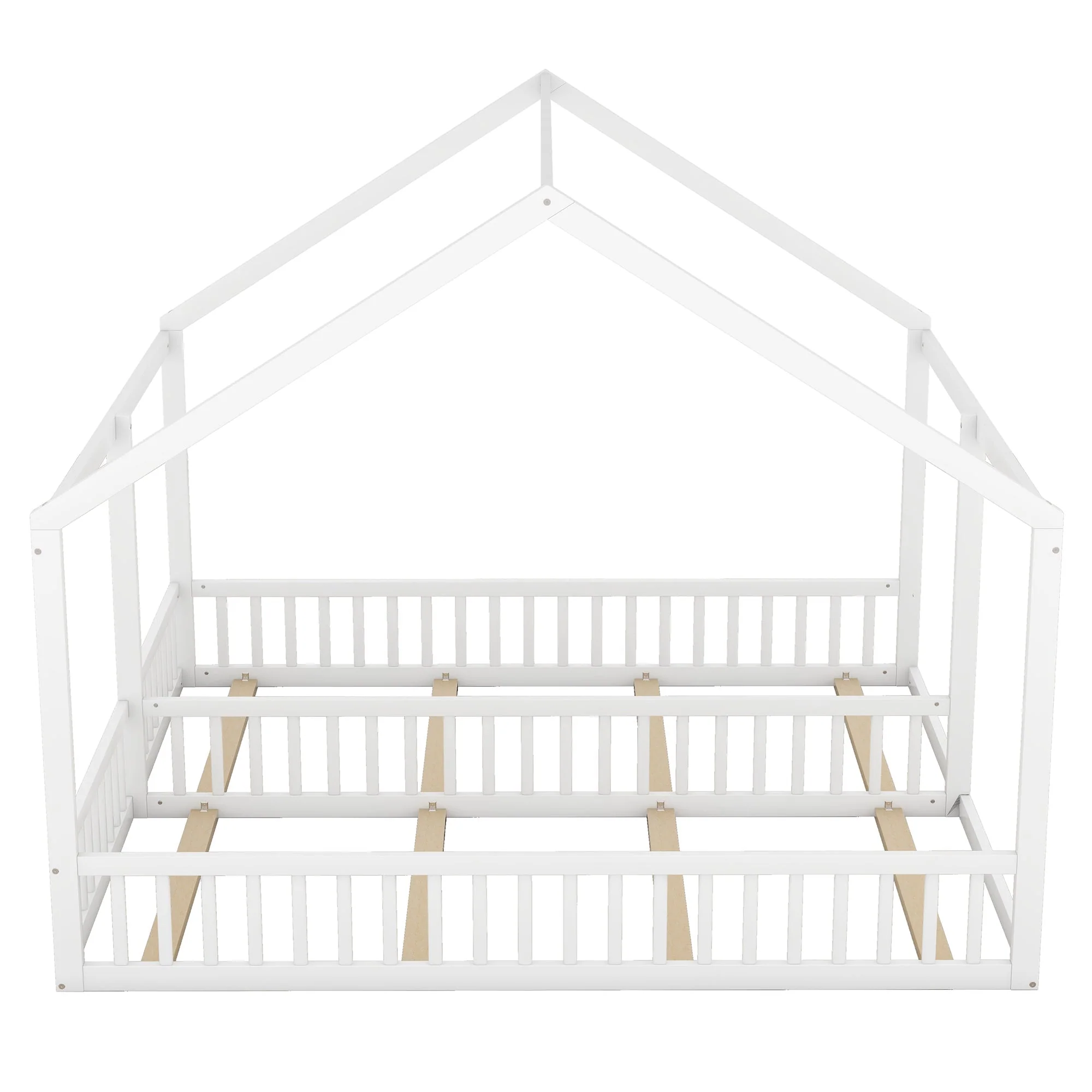 2-in-1 House Bed, 90x200cm Single Flat Bed, White - Image 8