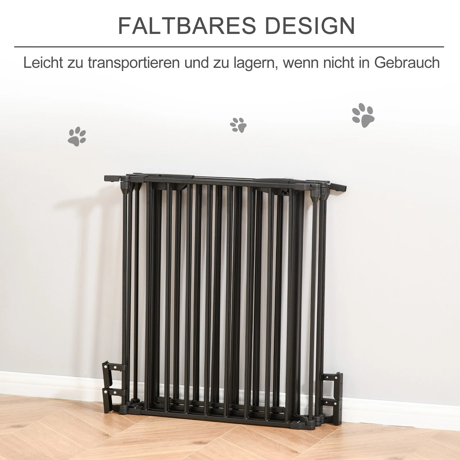 2-in-1 Puppy Playpen, Foldable Barrier with Door, Metal, Black - Image 5