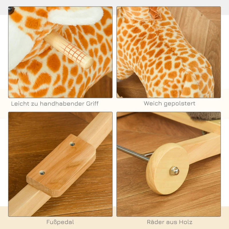 2-in-1 rocking animal giraffe with sound, wheels, handles, plush for toddlers 3-6 years - Image 6