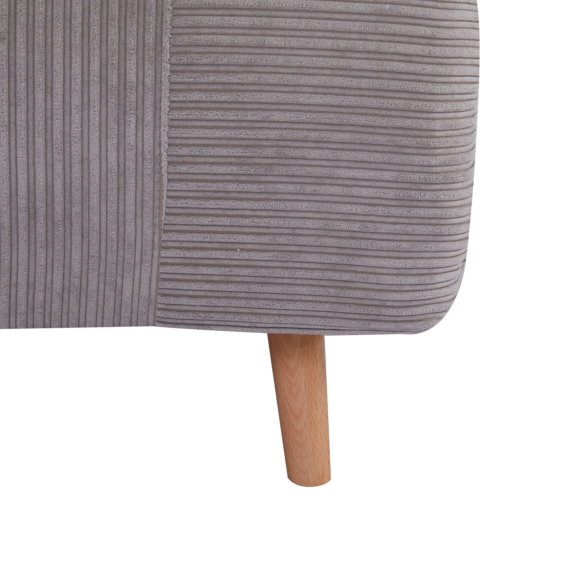 2-in-1 Sofa Bed Sleeper Chair Adjustable Folding Mattress Corduroy Light Grey - Image 7