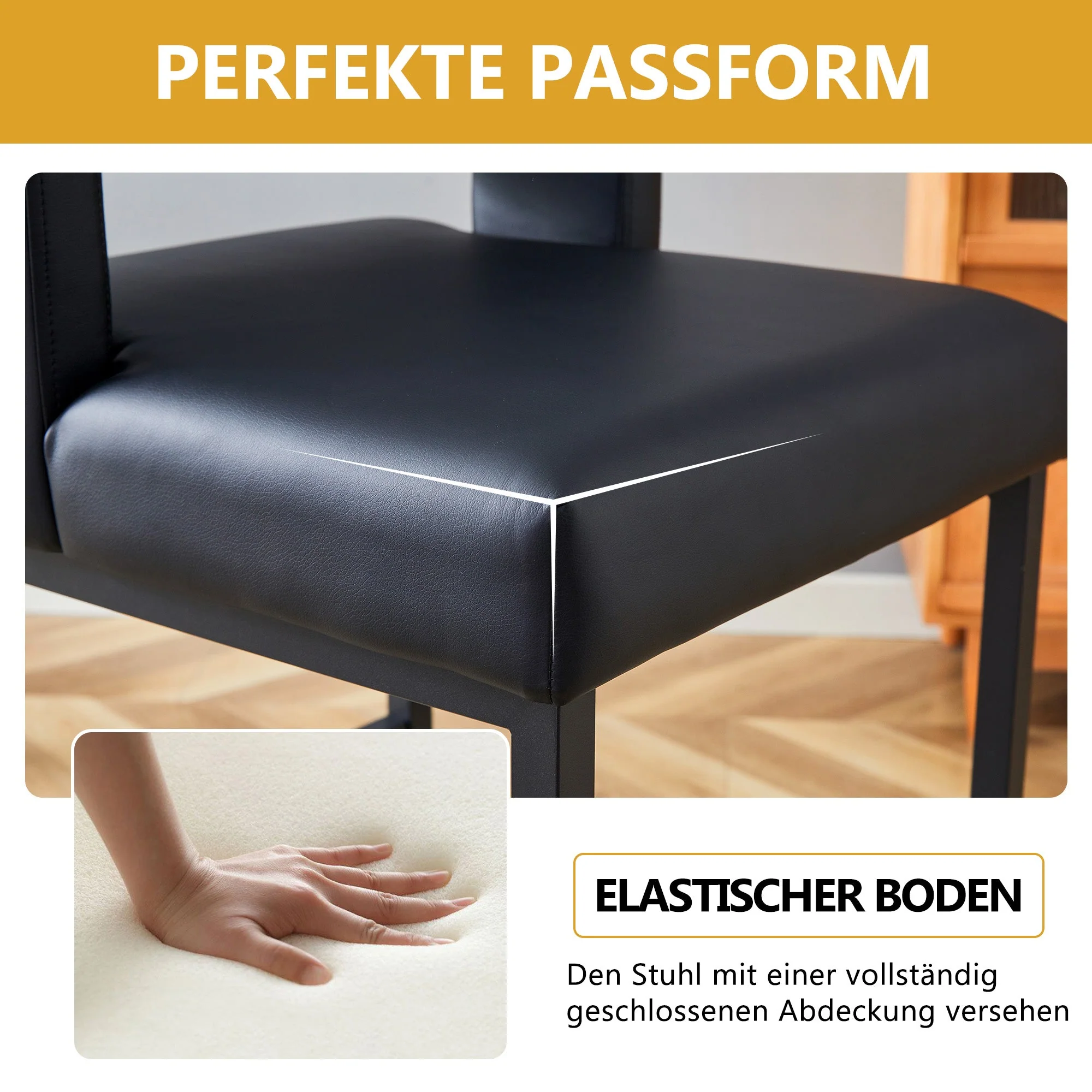 2-Pack Bar Stools Nordic Style Square Design Metal Legs - Black - Image 5