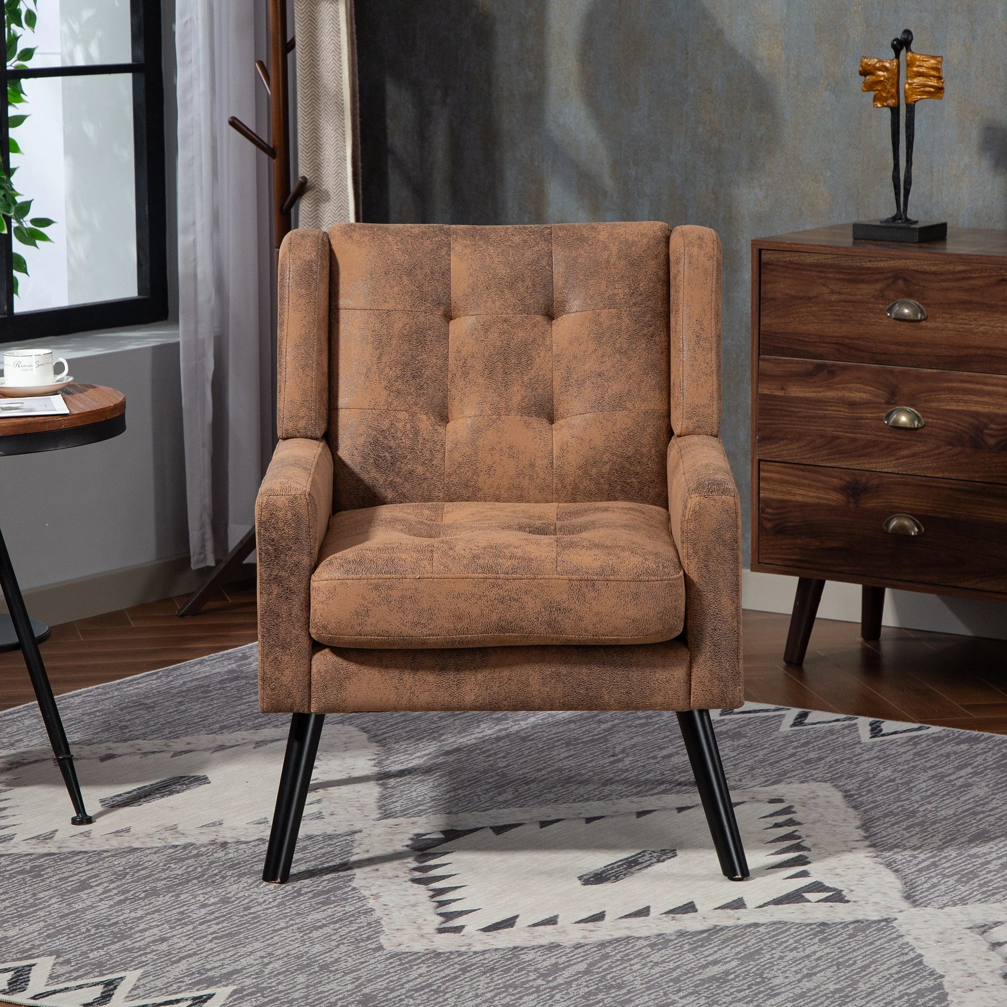 2-Piece Accent Armchair Set with High-Density Foam and Solid Wood Legs, Durable Fabric - Image 15