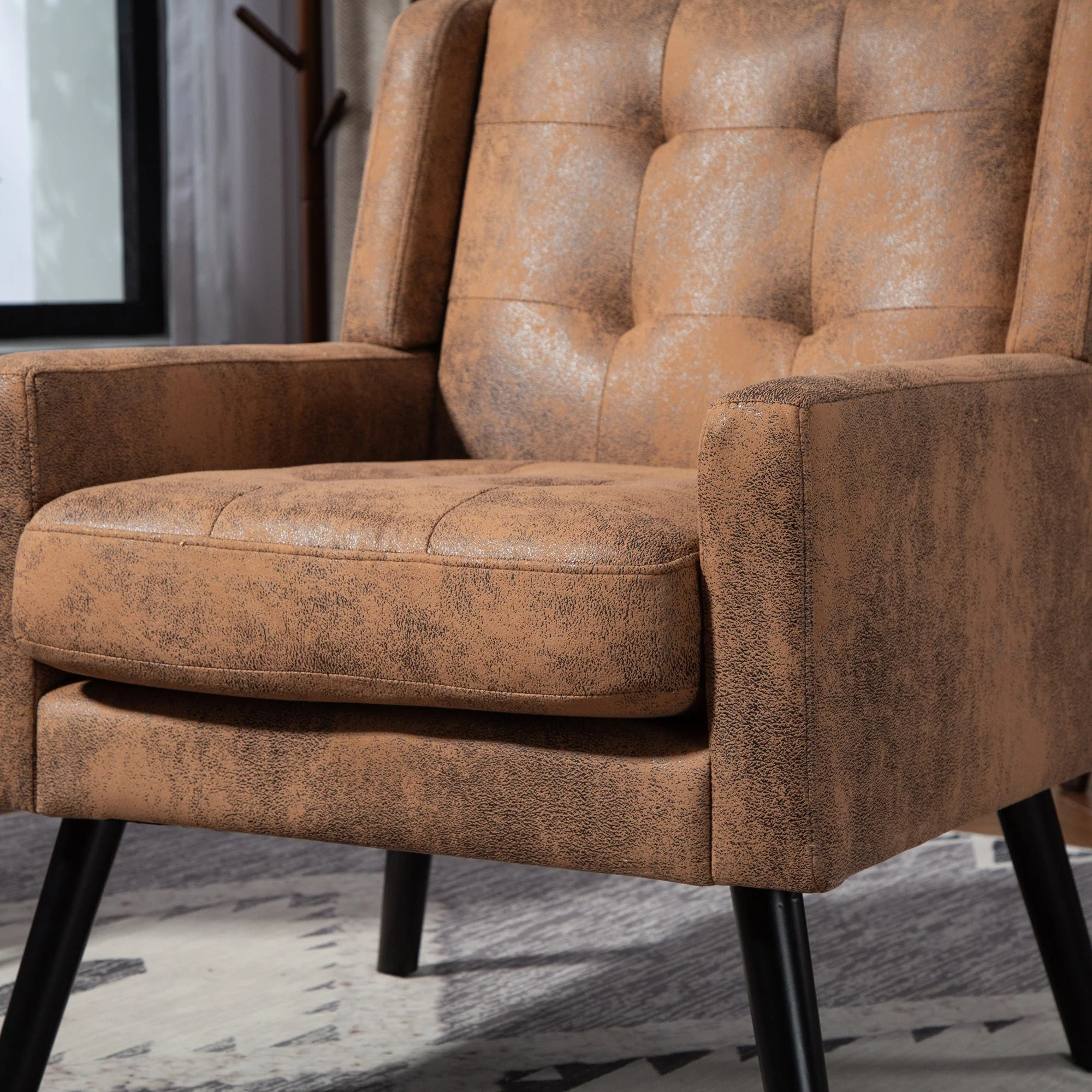 2-Piece Accent Armchair Set with High-Density Foam and Solid Wood Legs, Durable Fabric - Image 19