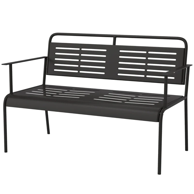 2-Seater Garden Bench, Water-Repellent, 240kg Load, Black - Image 3