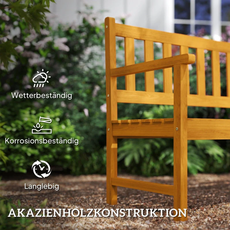 2-seater Garden Bench, Weatherproof Folding Table, 320 kg, Teak Wood - Image 6