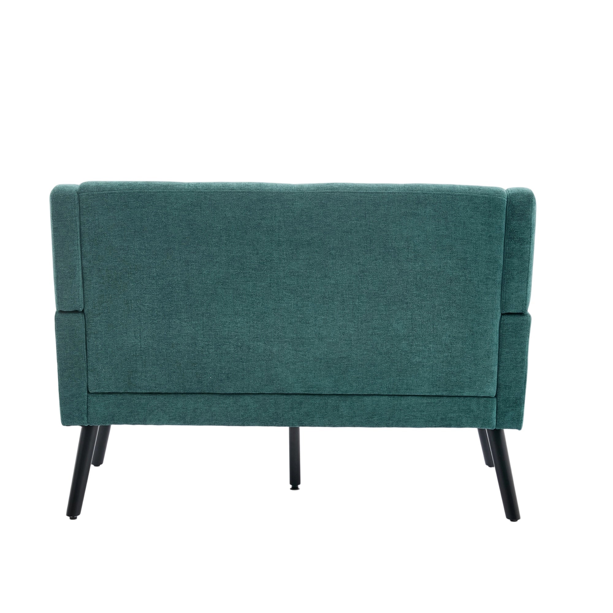 2-Seater Linen Bench with Solid Wood Legs and Button Tufting, Natural Linen Tone - Image 10