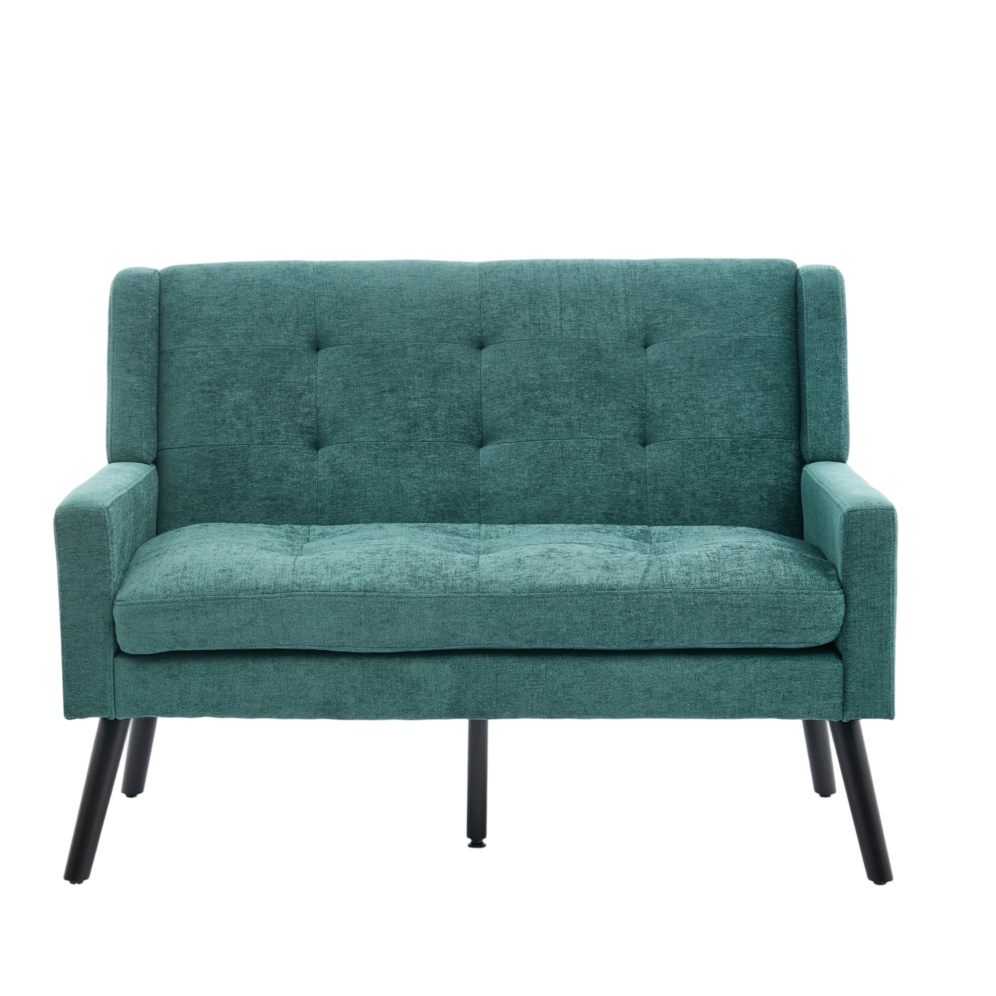 2-Seater Linen Bench with Solid Wood Legs and Button Tufting, Natural Linen Tone - Image 9