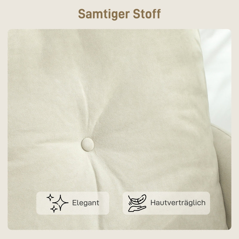 2-Seater Sofa Foam Padded Fabric Cover Metal Frame - Cream White - Image 5
