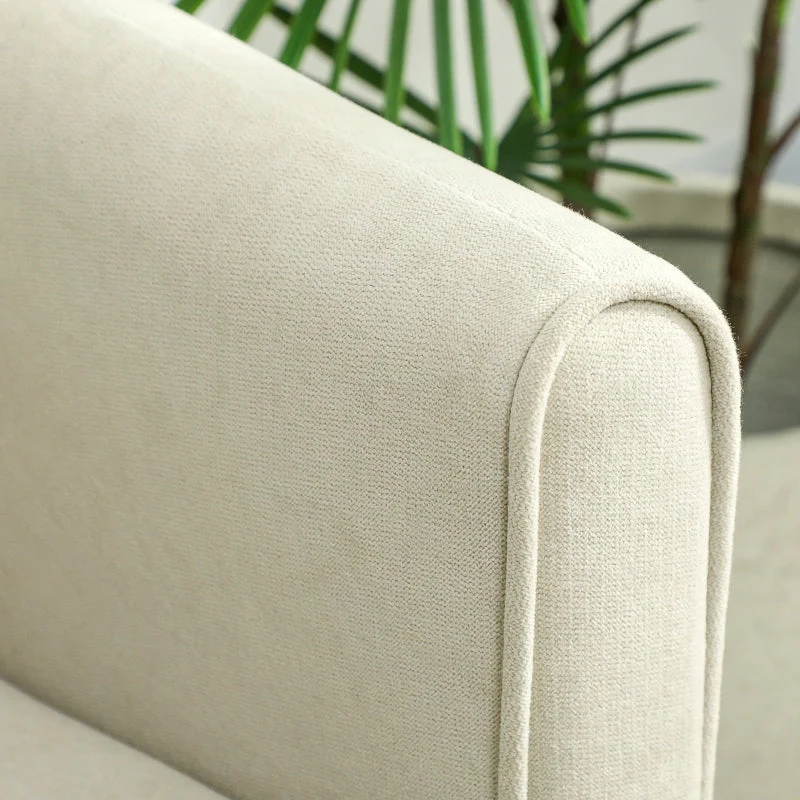 2-Seater Sofa Foam Padded Fabric Cover Metal Frame - Cream White - Image 7