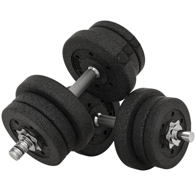 25kg Dumbbell Set with Weight Plates for Home and Gym, Steel and Faux Leather, Black - Image 2