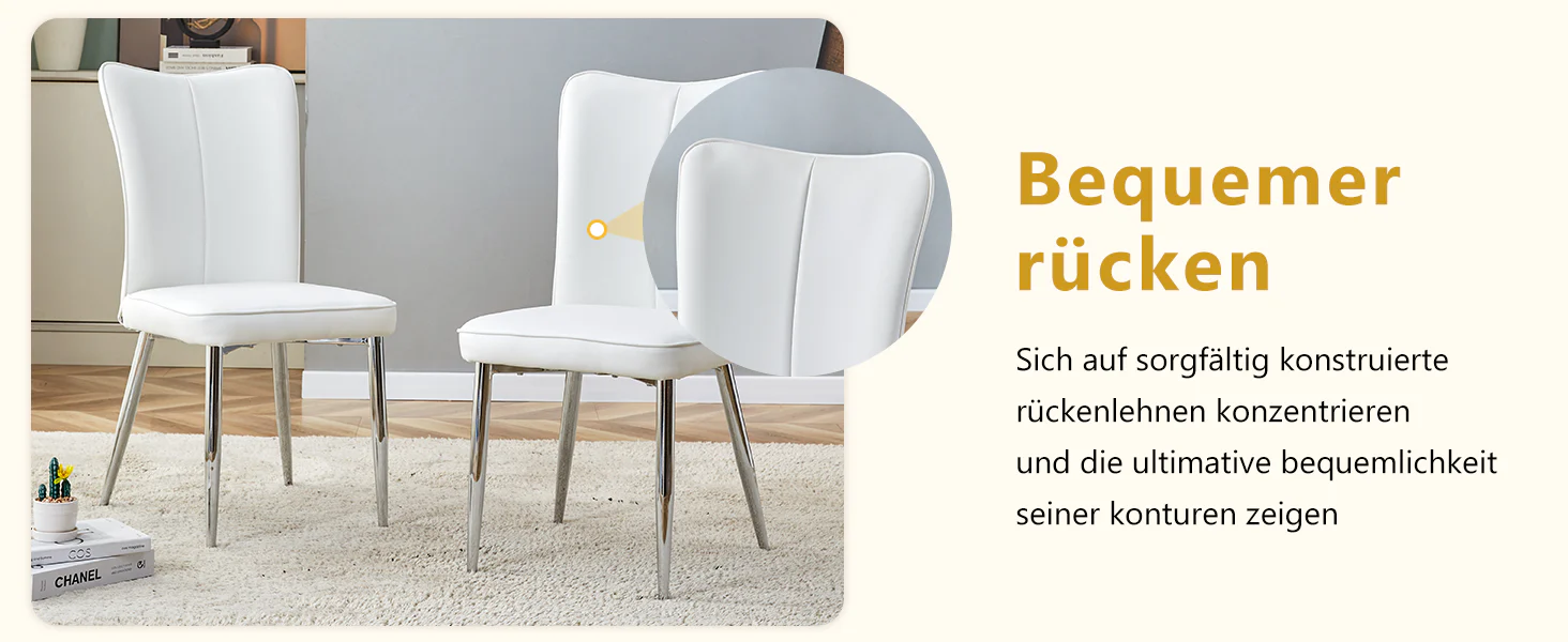 2x Modern Dining Chairs PU Leather Silver Metal Legs White - Image 10