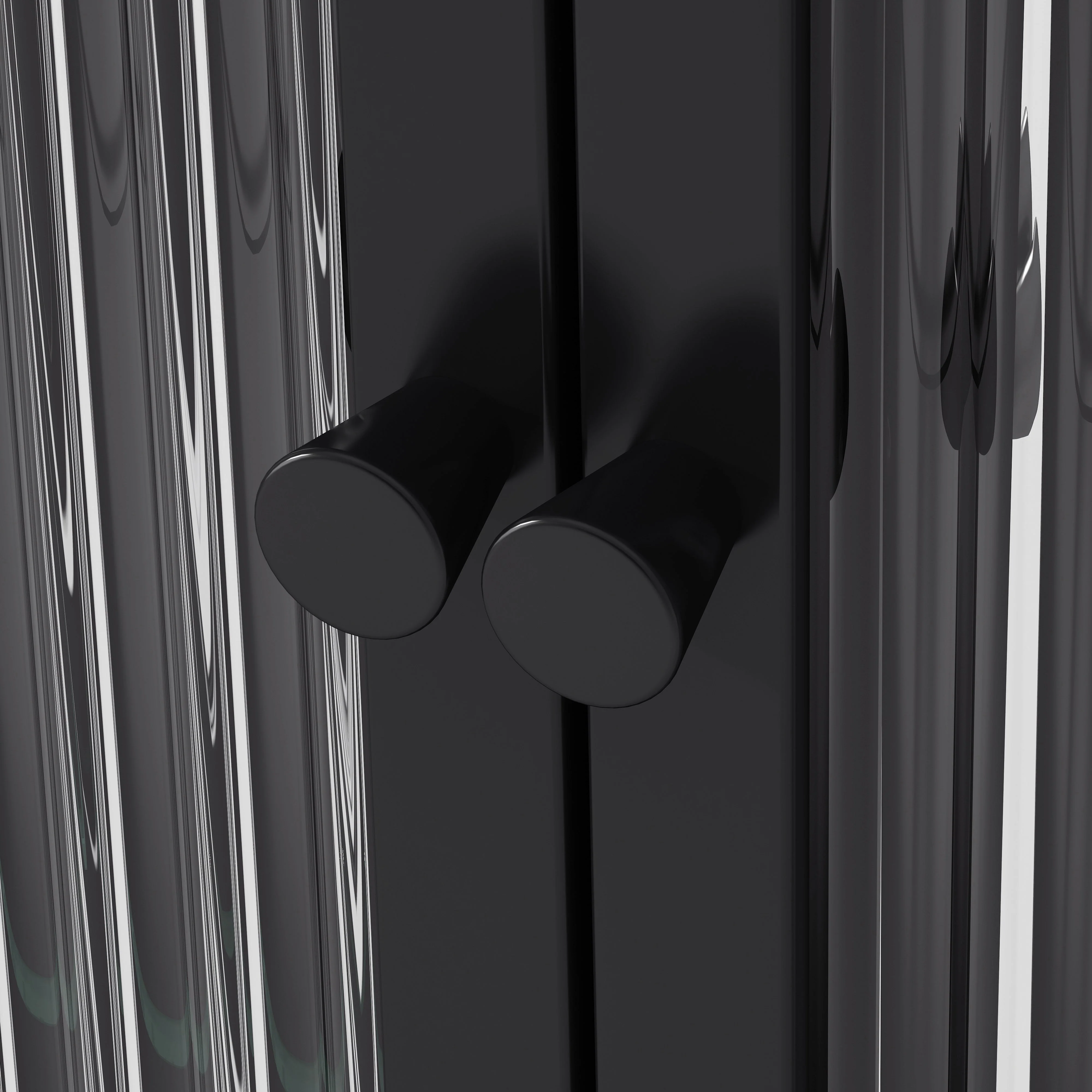 3 Door Arched Wall Mounted Glass Cabinets, Black - Image 10
