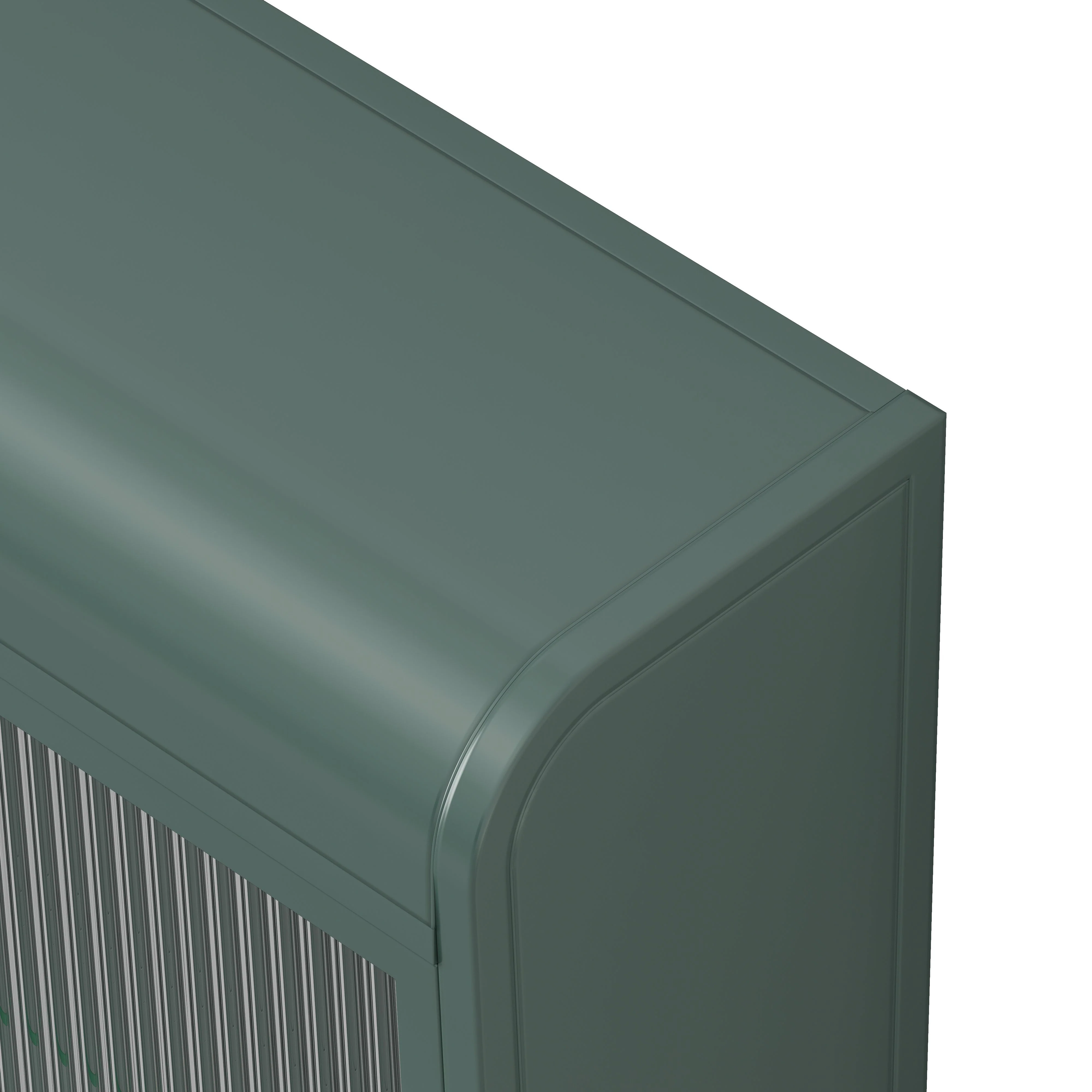 3 Door Arched Wall Mounted Glass Cabinets - Dark Green - Image 10