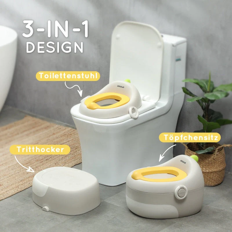 3-in-1 Children's Potty Removable Seat Faux Leather - Grey - Image 4