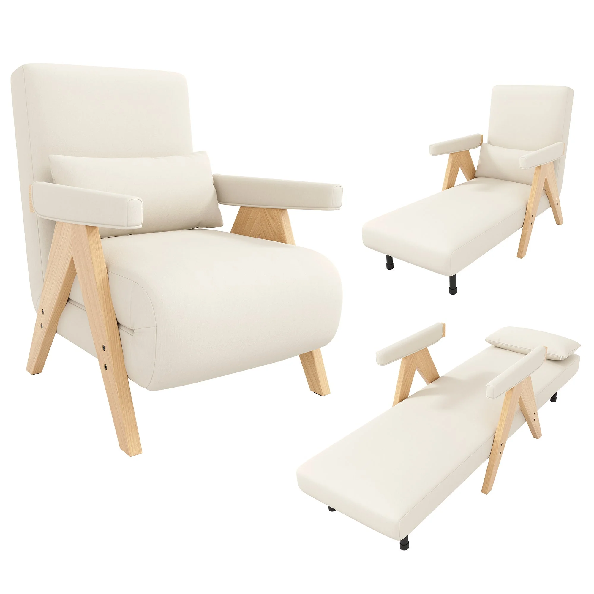 3-in-1 Convertible Armchair Sofa Bed, Upholstered Folding Seat, Modern Design - Image 2
