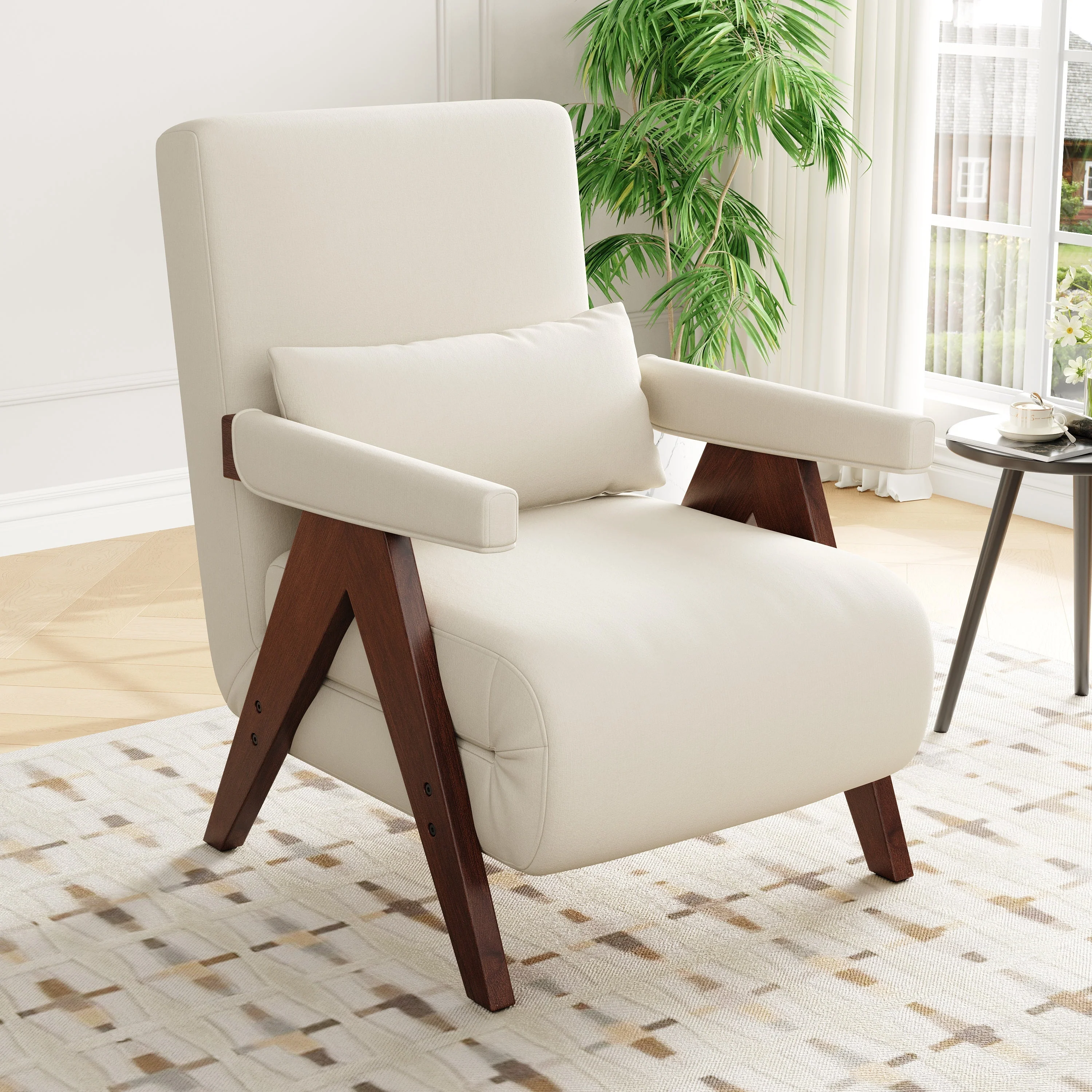 3-in-1 Convertible Armchair Sofa Bed, Upholstered Folding Single Lounge Chair