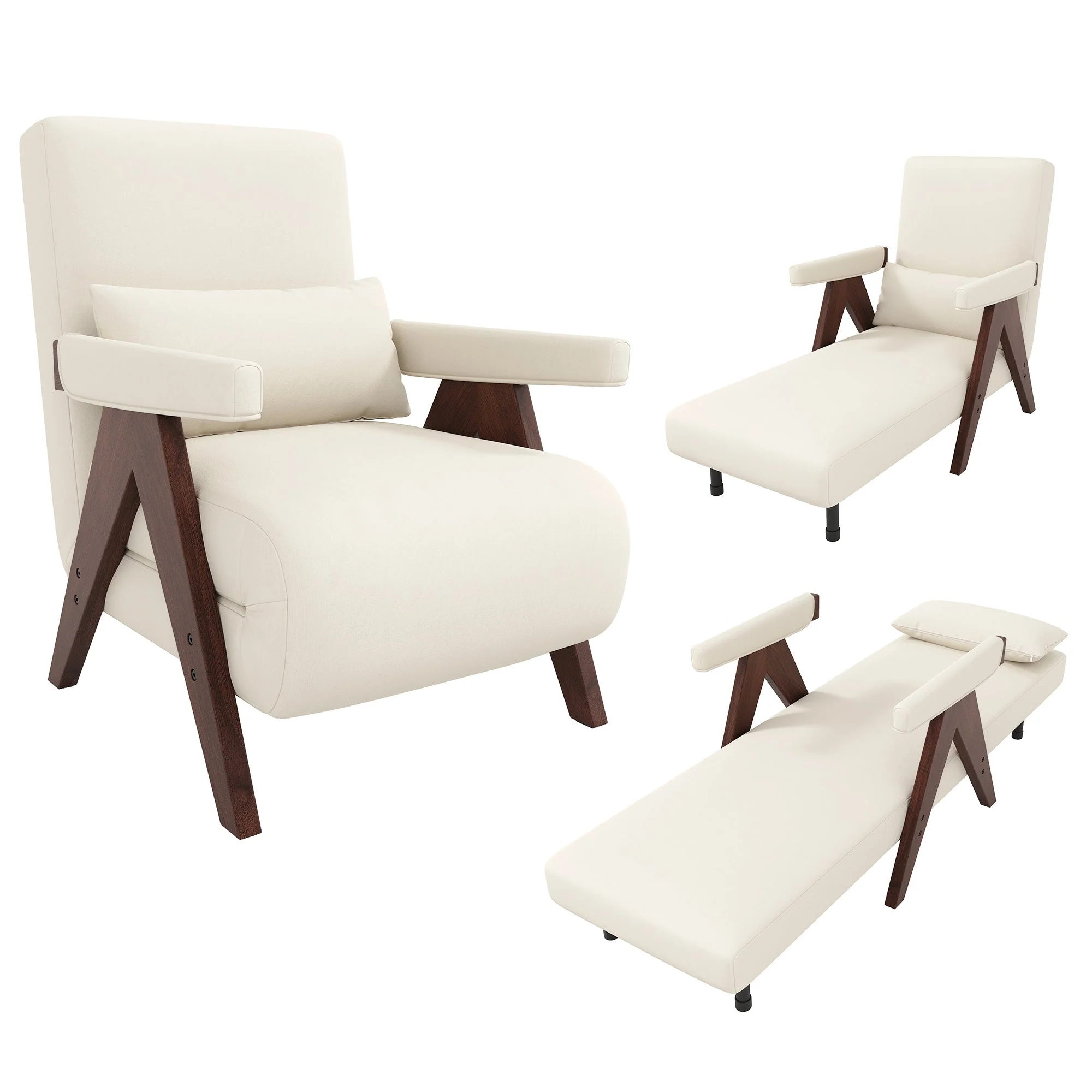 3-in-1 Convertible Armchair Sofa Bed, Upholstered Folding Single Lounge Chair - Image 2