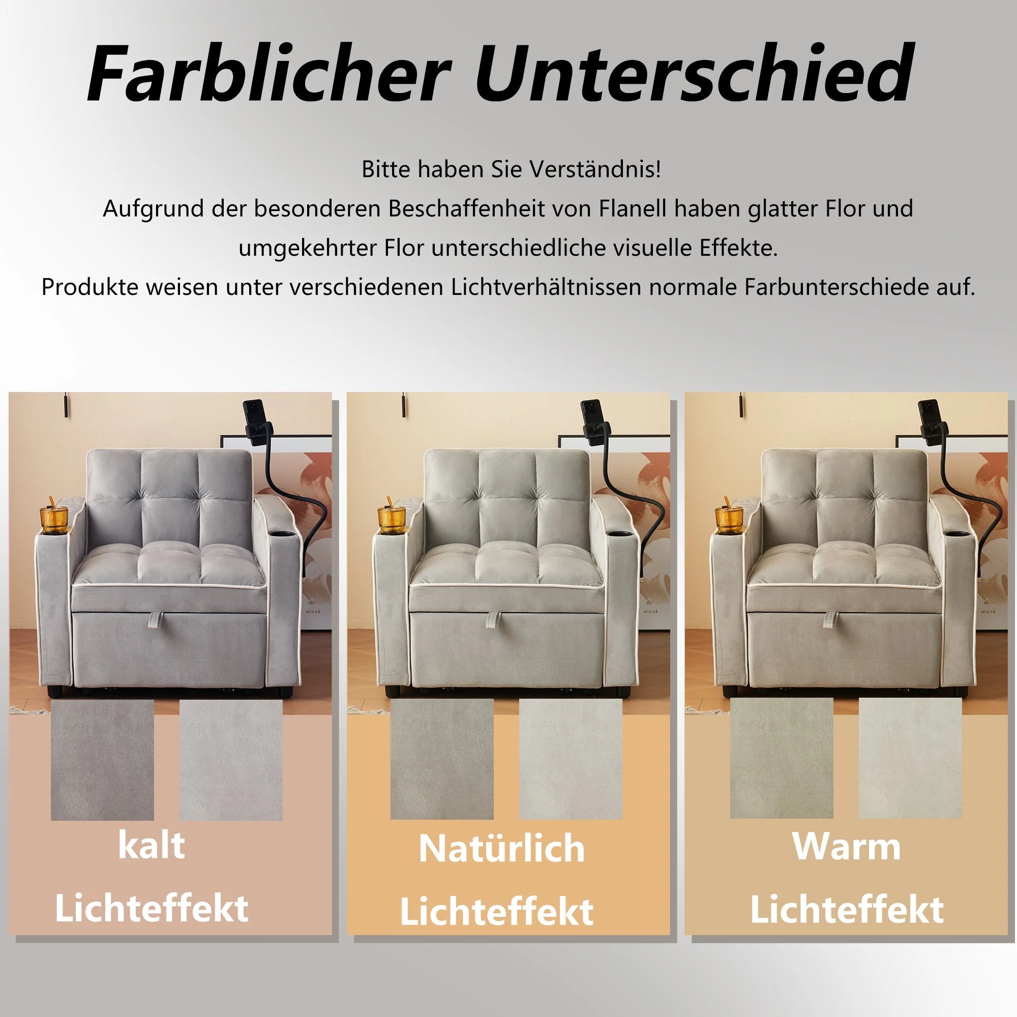 3-in-1 Extendable Single Sleeper Sofa with Cup/Phone Holders, Perfect for Small Spaces - Image 8