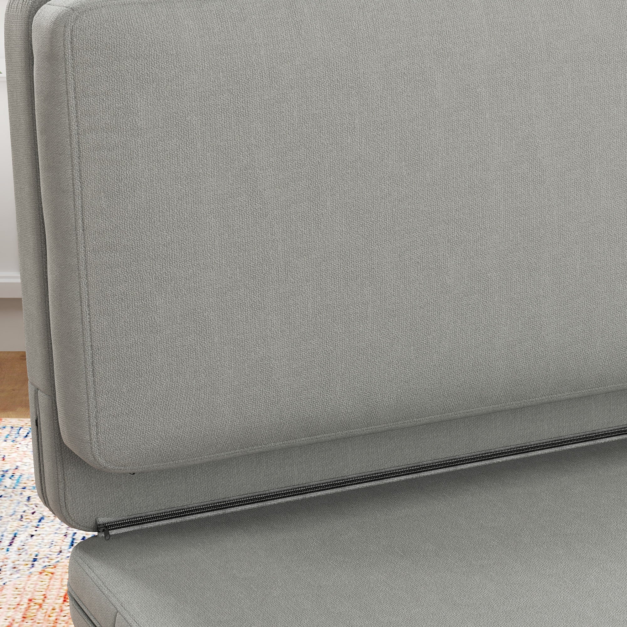 3-in-1 Folding Sofa Bed with Storage, Velvet, Light Gray - Image 8