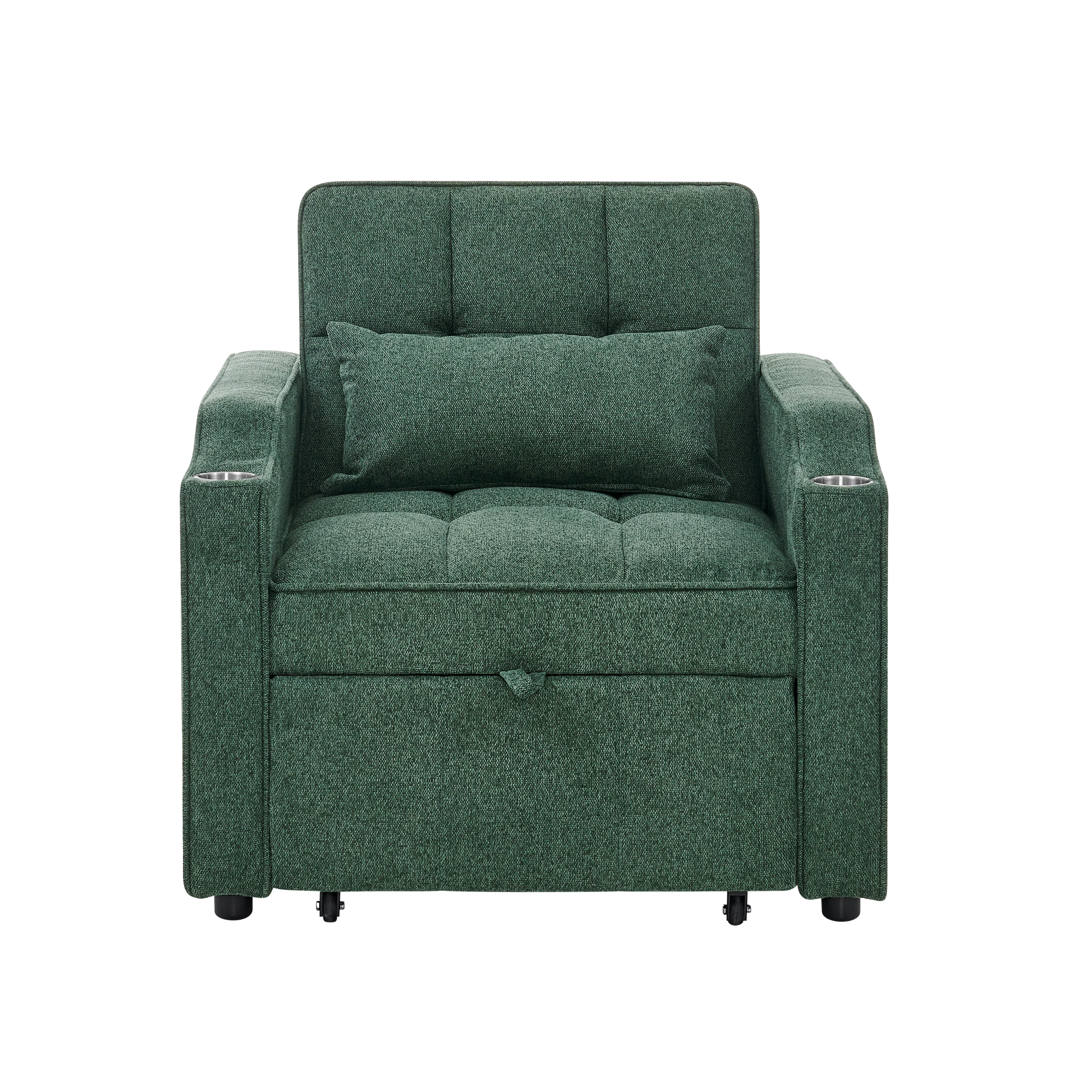 3-in-1 Light Luxury Sofa Bed with Slide-to-Transform Design and USB Charging, Green - Image 9