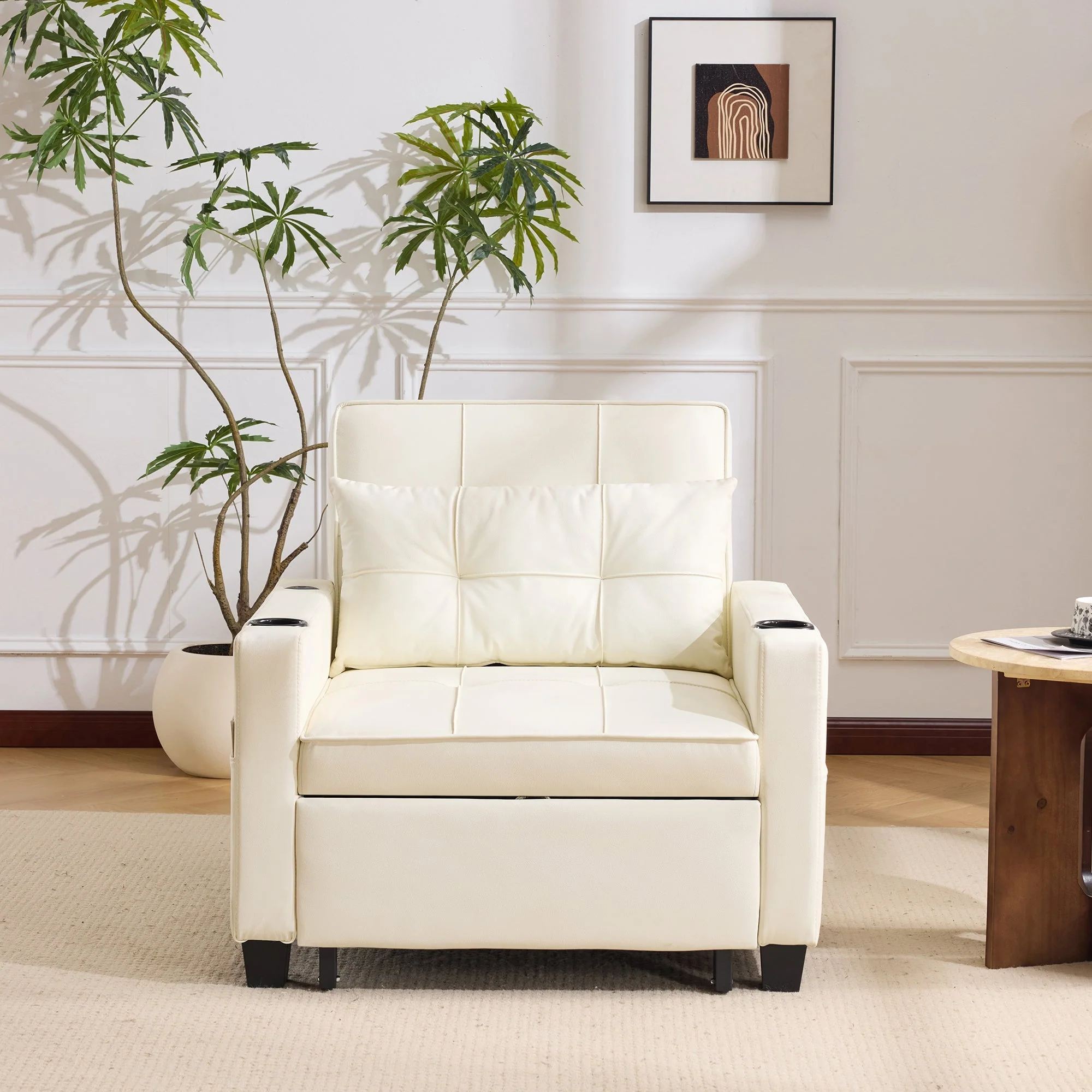 3-in-1 Pull-Out Sofa Bed - Cup Holders & USB Port, Single - Image 3