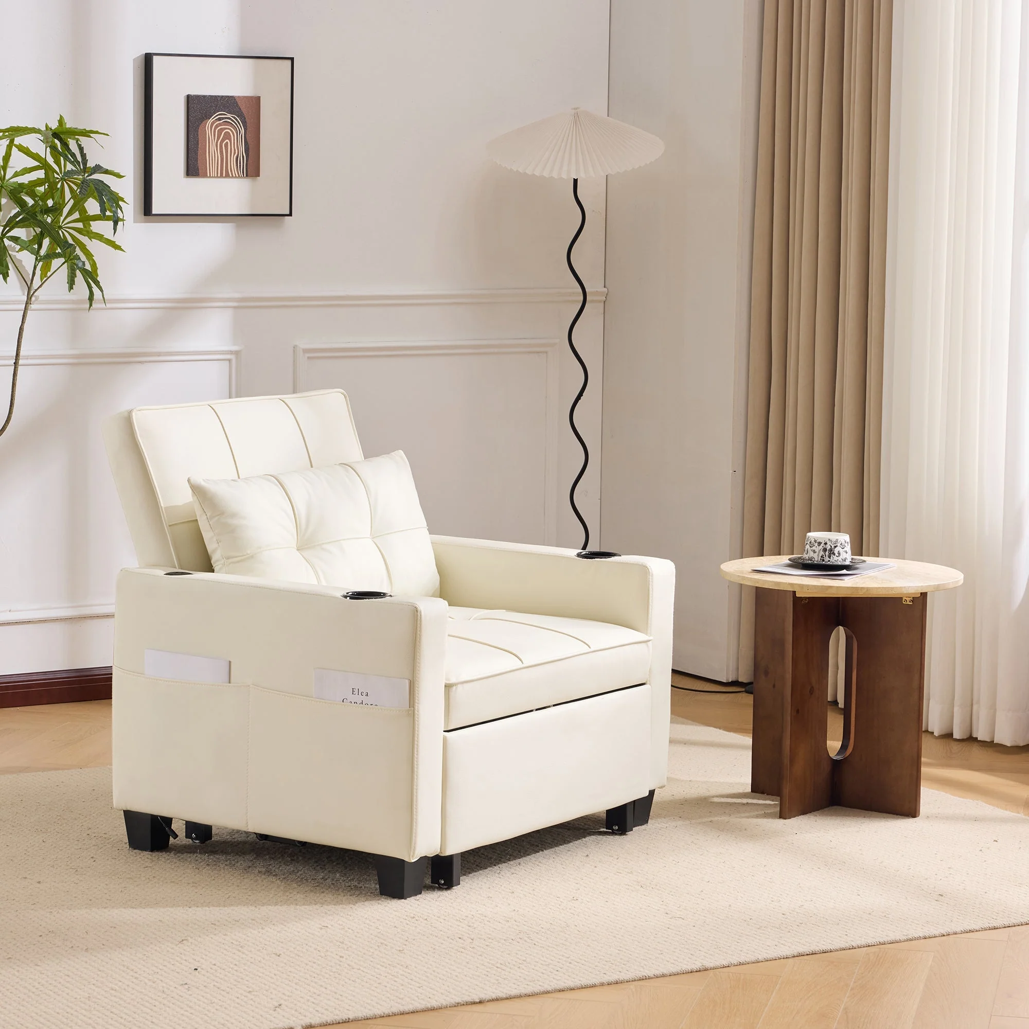 3-in-1 Pull-Out Sofa Bed - Cup Holders & USB Port, Single - Image 7