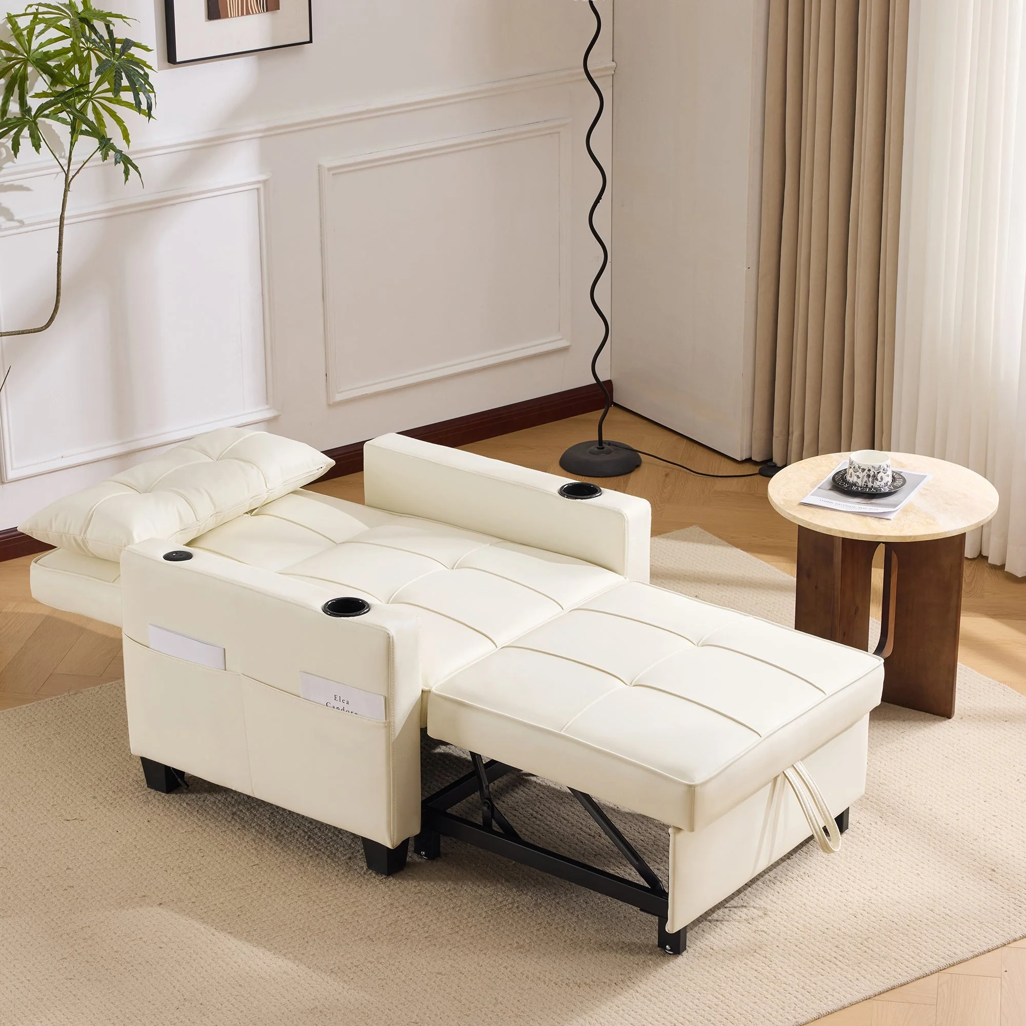 3-in-1 Pull-Out Sofa Bed - Cup Holders & USB Port, Single - Image 8