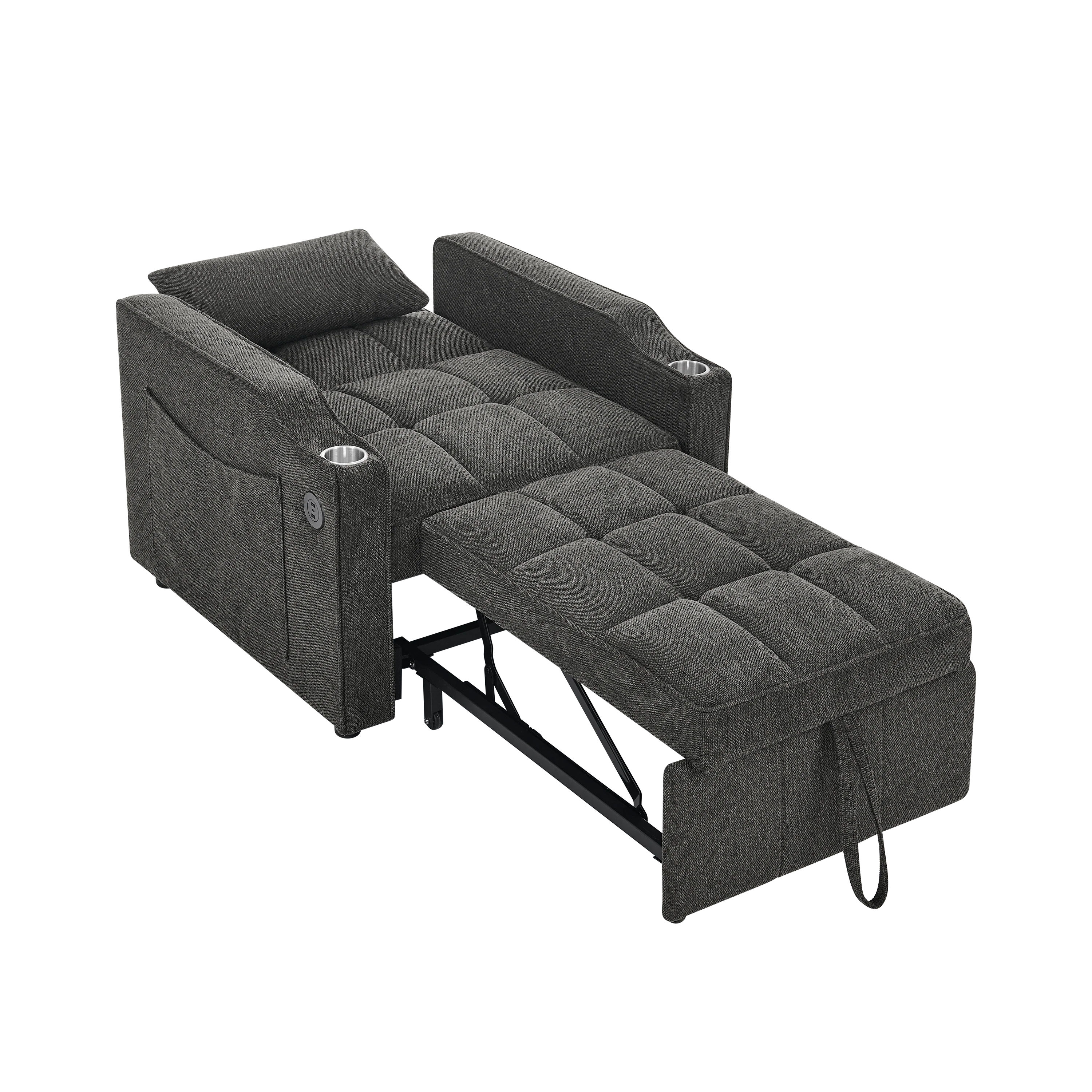 3-in-1 Sofa Bed Slide-to-Transform USB Charging - Gray - Image 10