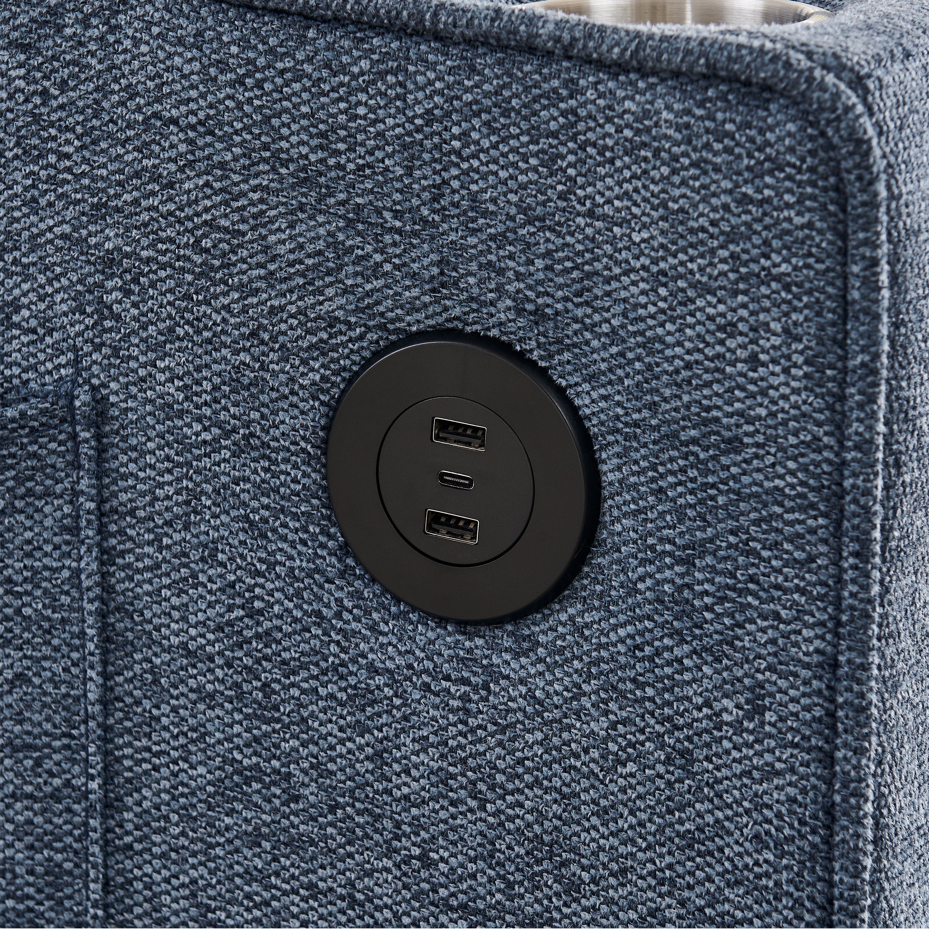 3-in-1 Sofa Bed with Slide-to-Transform Design and USB Charging, Navy Blue - Image 7