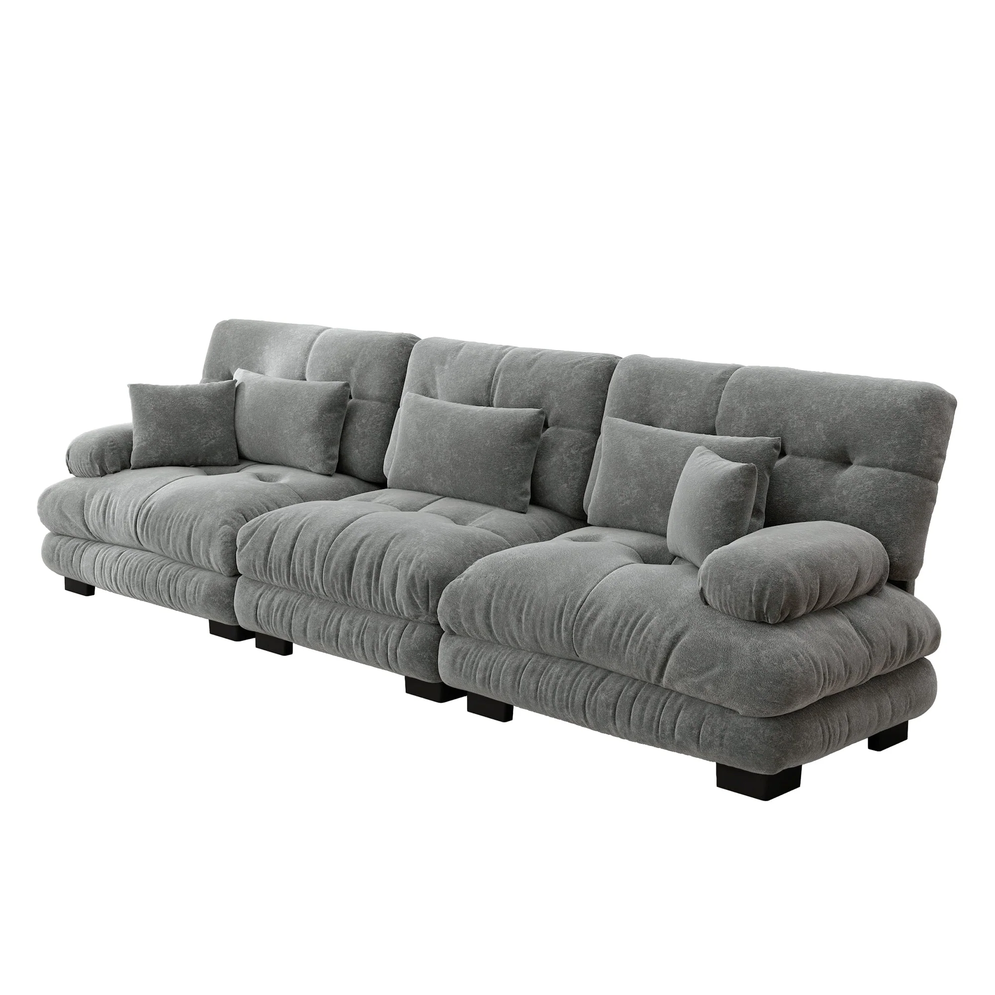 3-Seater Modular Corner Sofa, Deep Seat Sofa Bed, Chenille Grey - Image 6