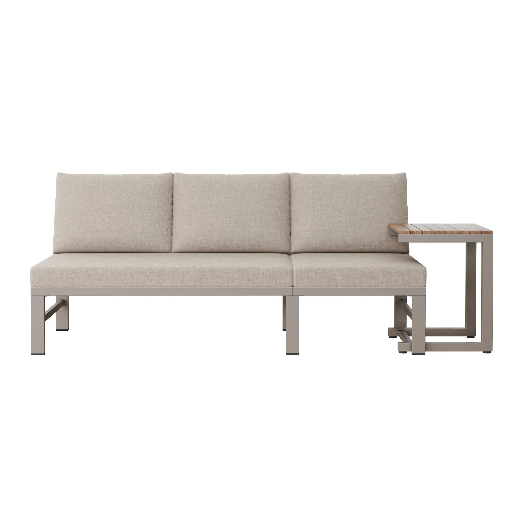 3-Seater Outdoor Sofa and Table Set with Adjustable Reclining Function, Khaki - Image 10