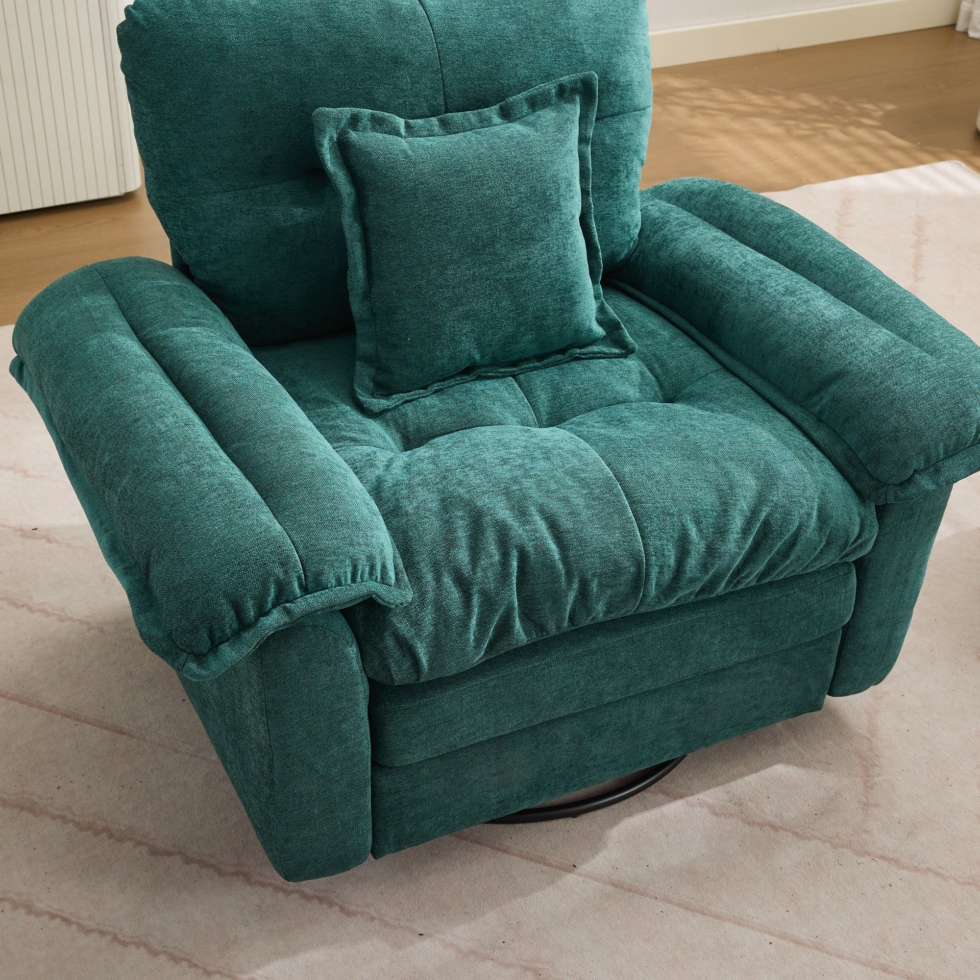 360° Swivel Armchair, Oversized with Support Cushion, Chenille - Image 8