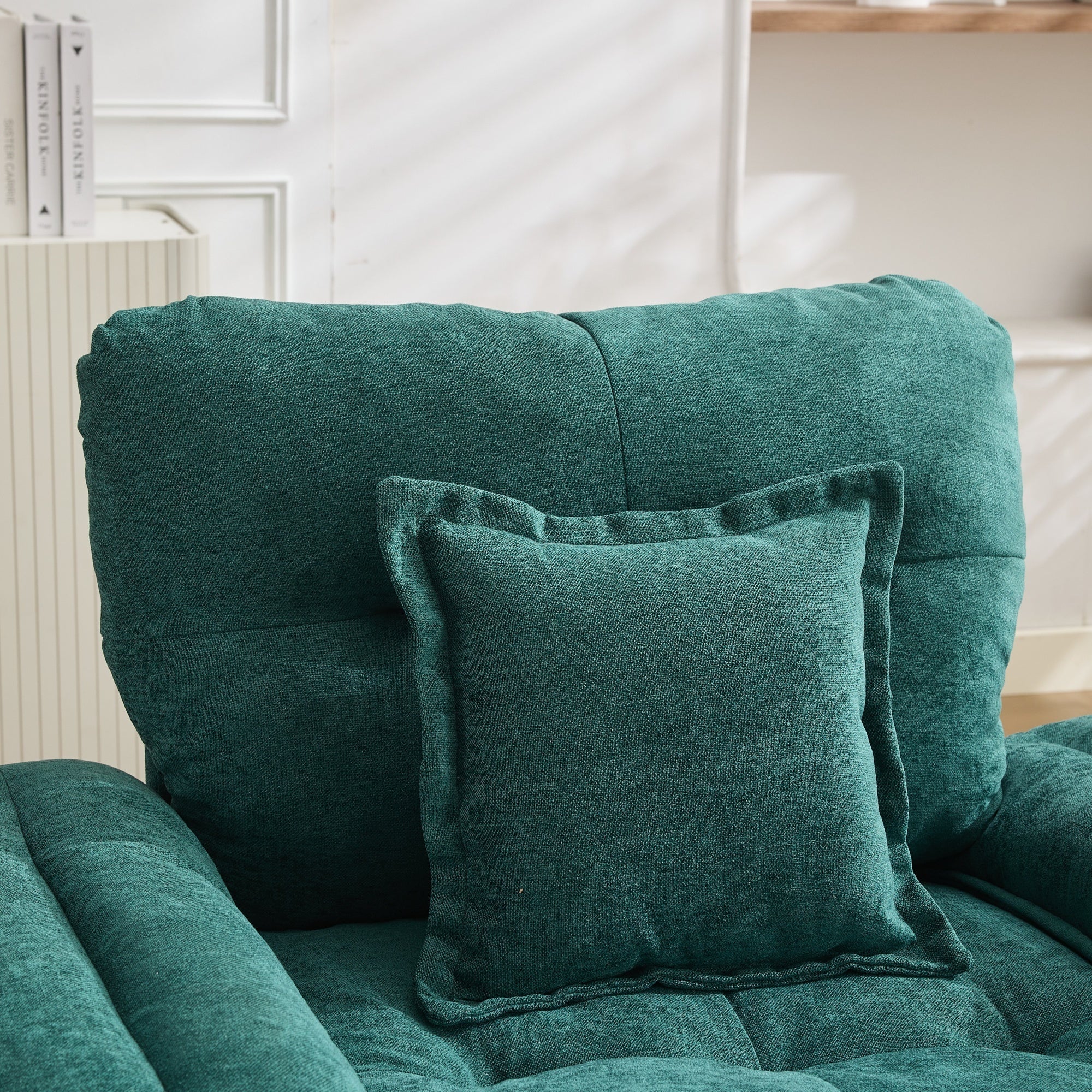360° Swivel Armchair, Oversized with Support Cushion, Chenille - Image 9