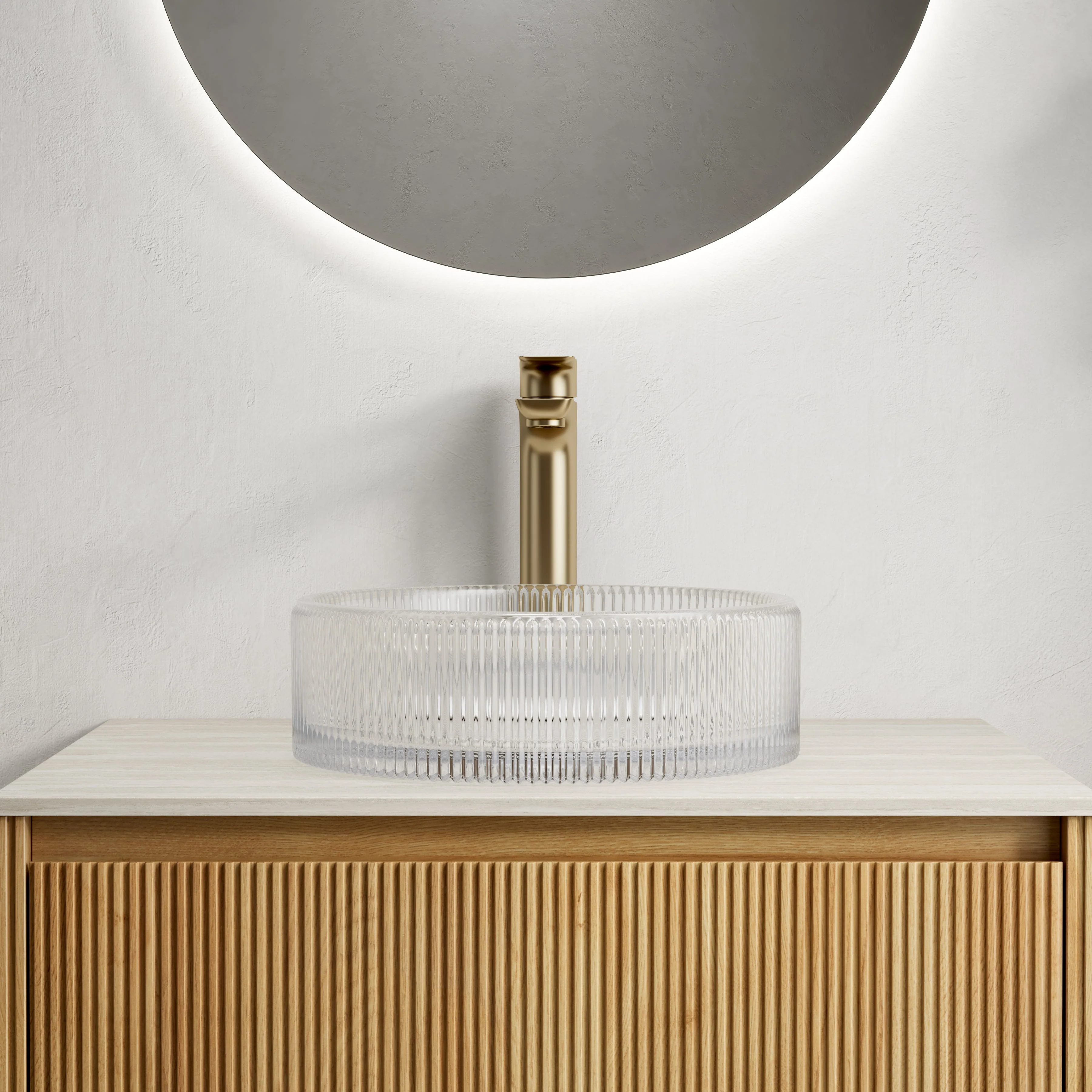 36cm Washbasin, Round Countertop Sink without Tap, Crystal Glass Transparent - Image 2