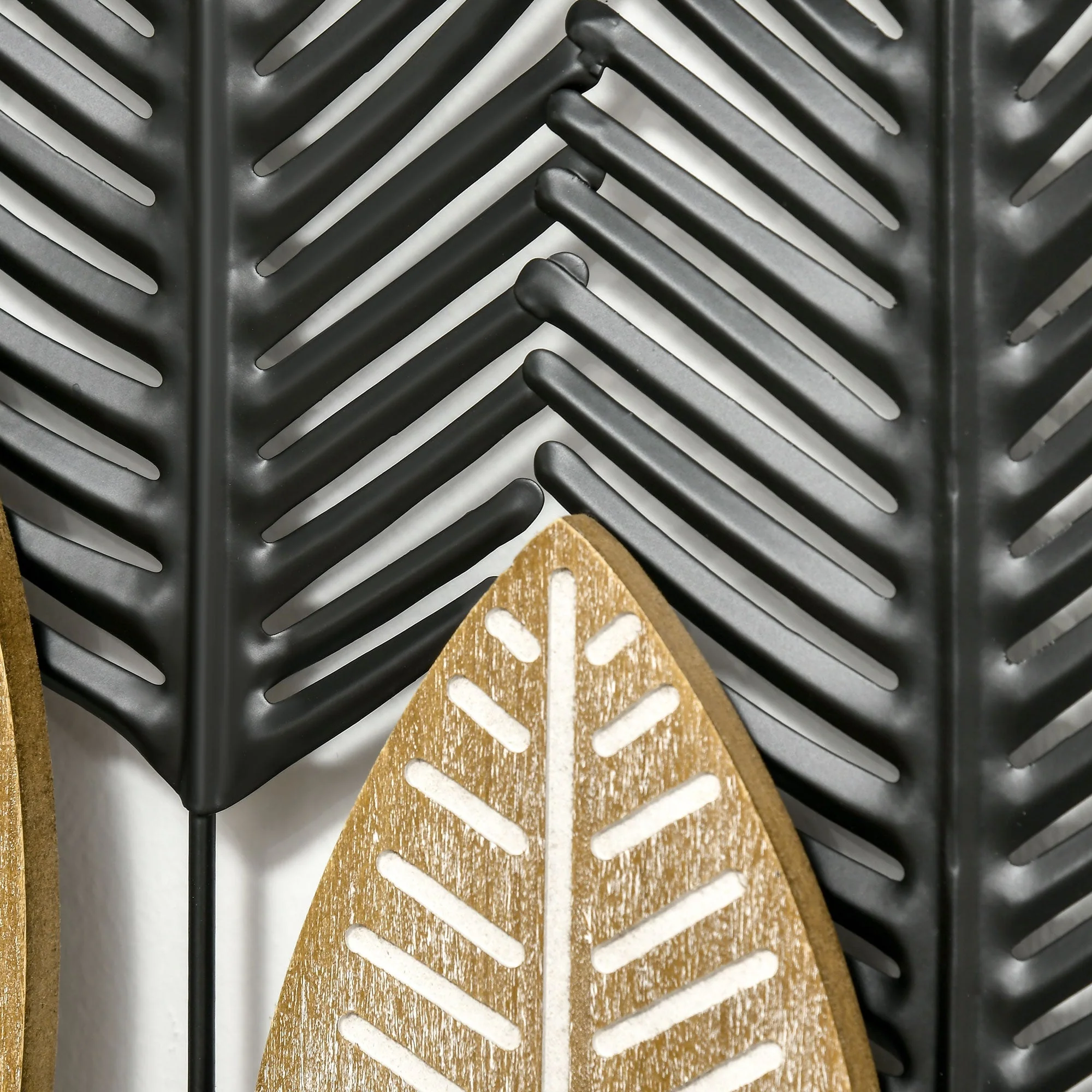3D Wall Art 2-Set Leaves Decoration, Modern Metal Black and Natural - Image 8