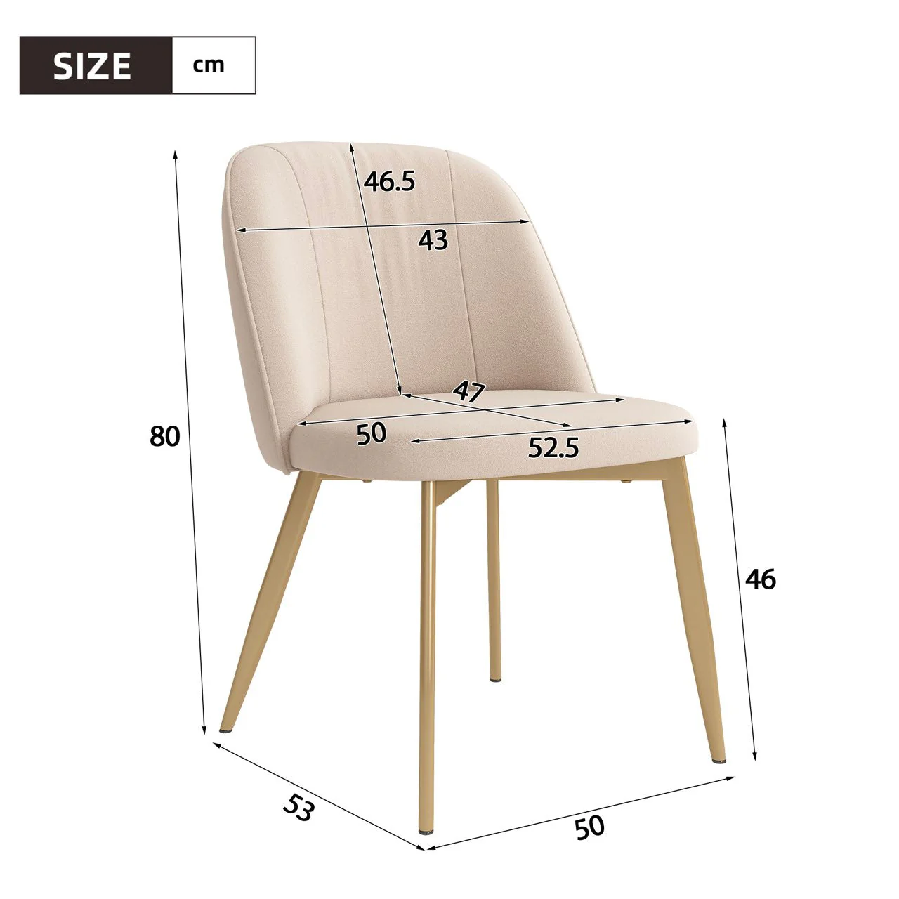 4 Dining Chairs, Comfortable and Modern for Dining Room, Beige and Gold Velvet Fabric - Image 4