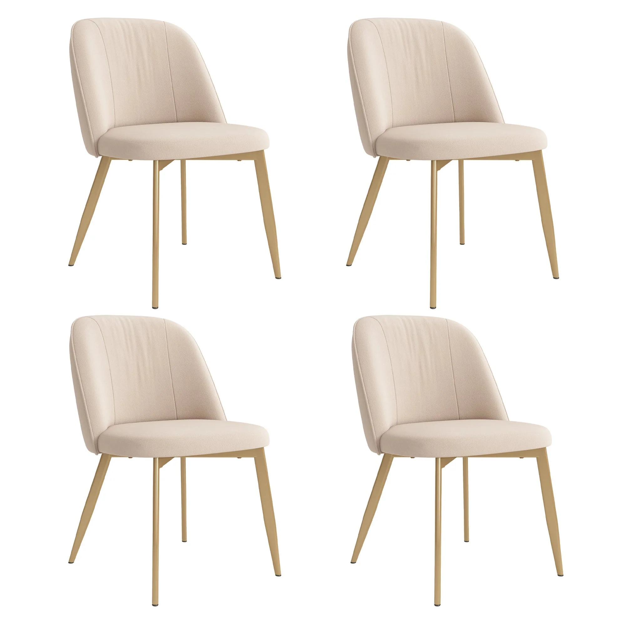 4 Dining Chairs, Comfortable and Modern for Dining Room, Beige and Gold Velvet Fabric - Image 8