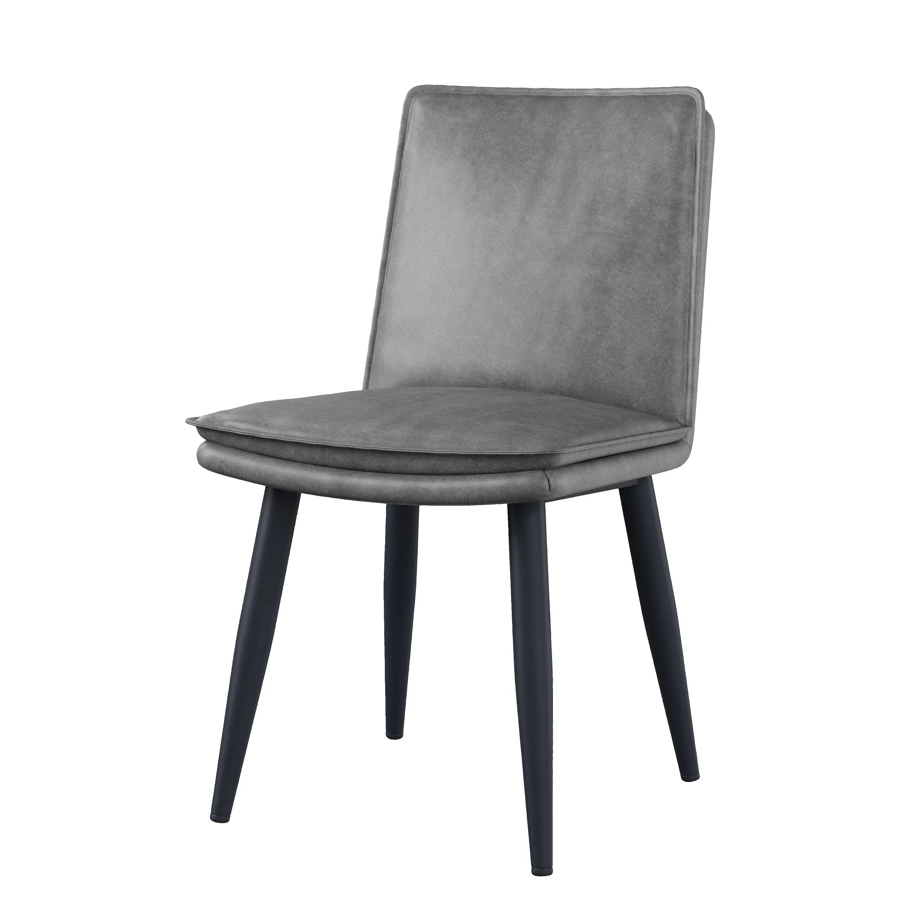 4 Dining Chairs PU Double Cushion Modern - Grey - Image 10